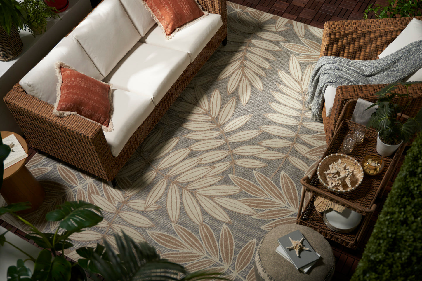 Nourison Aloha 9'6" x 13' Natural Tropical Rug