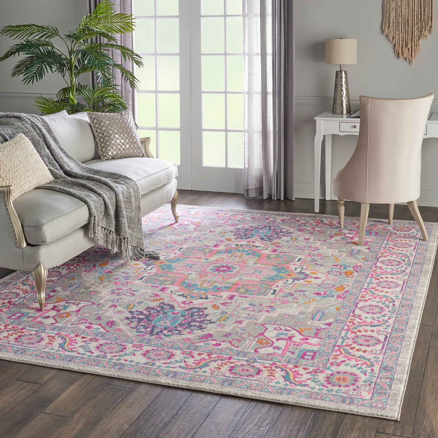 Nourison Passion 8' x 10' Light Grey/Pink Bohemian Indoor Rug