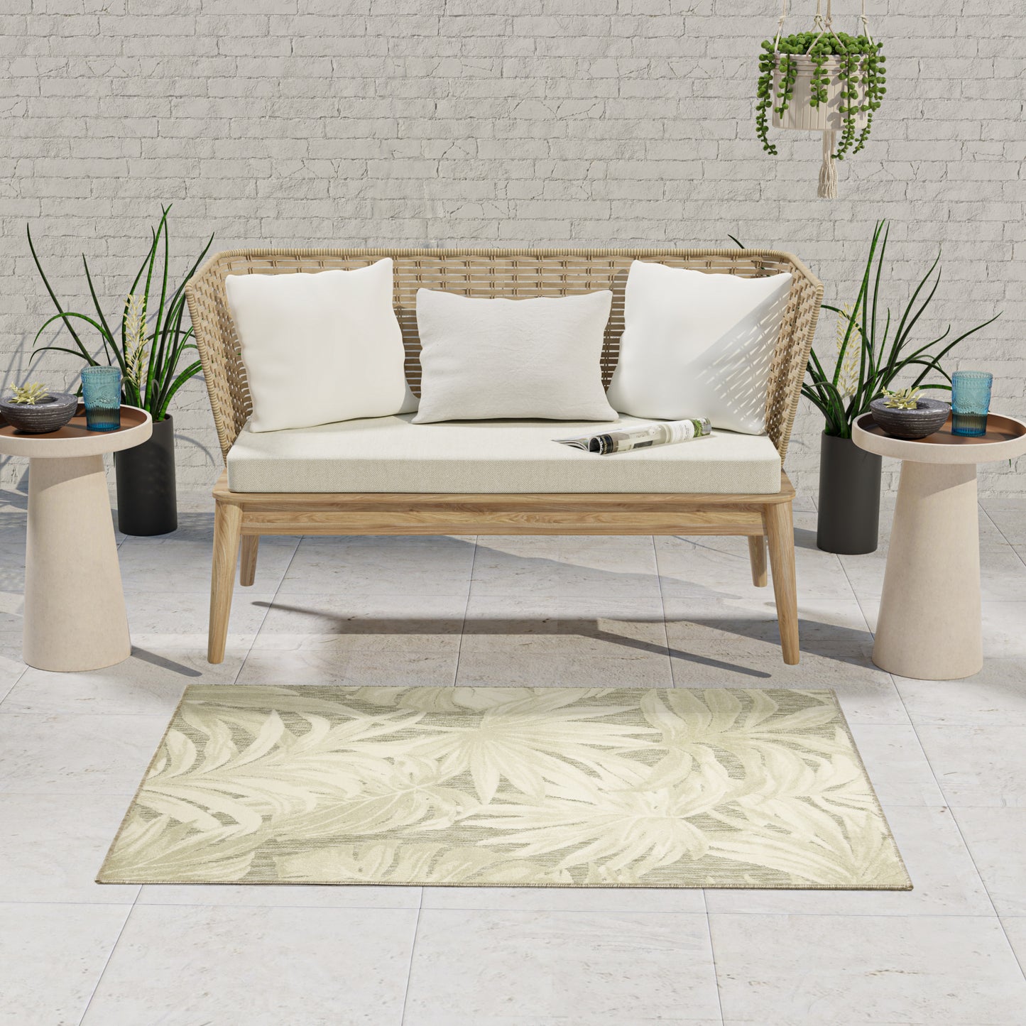 Nourison Aloha 2'8" x 4' Ivory Sage Modern Rug