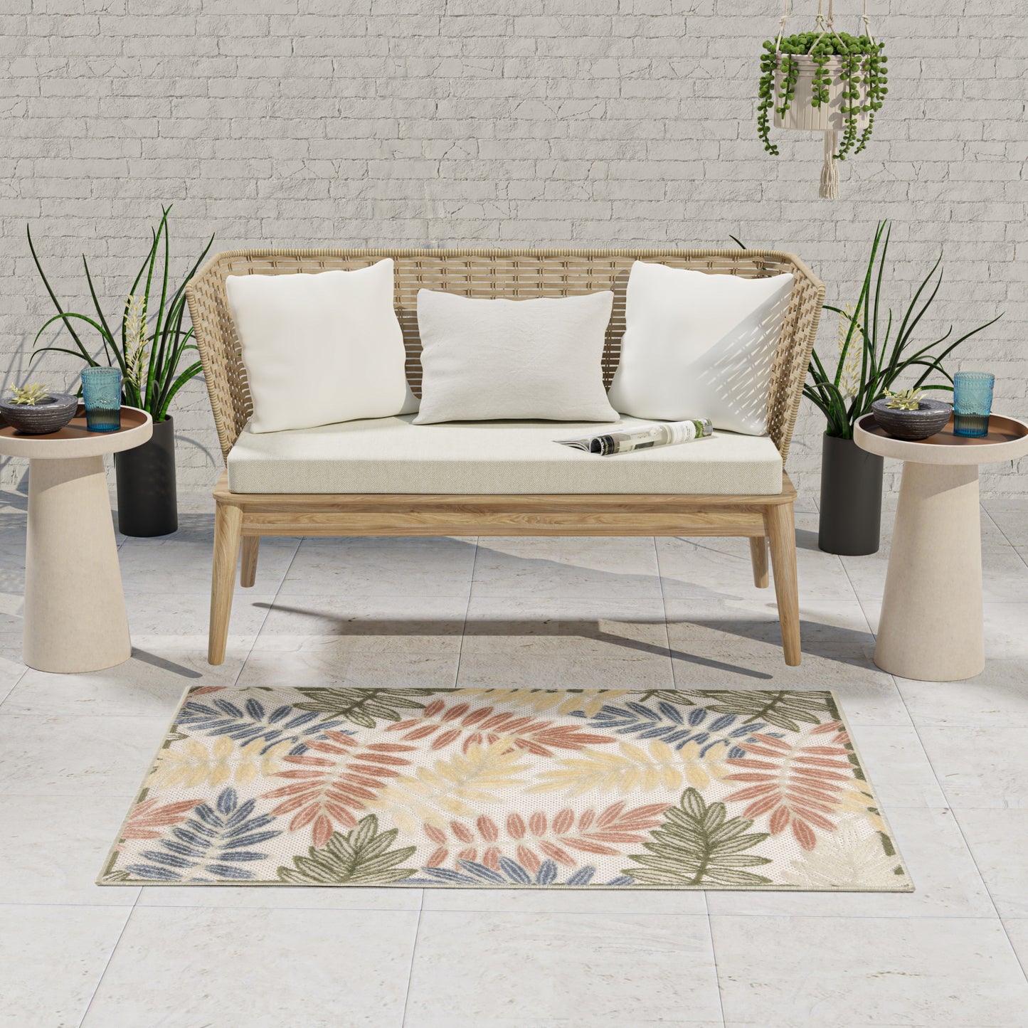 Nourison Aloha 2'8" x 4' Ivory Rose Modern Rug