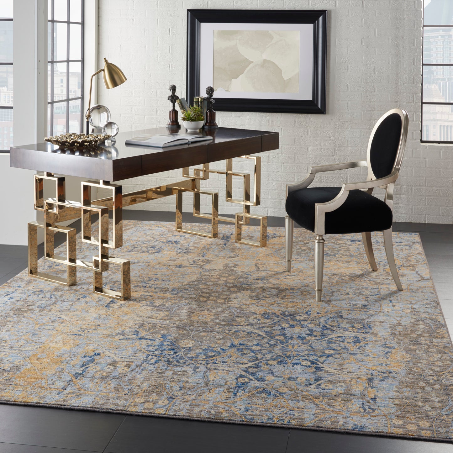 Nourison Majestic 7'9" x 9'9" Beige Blue Vintage Indoor Rug