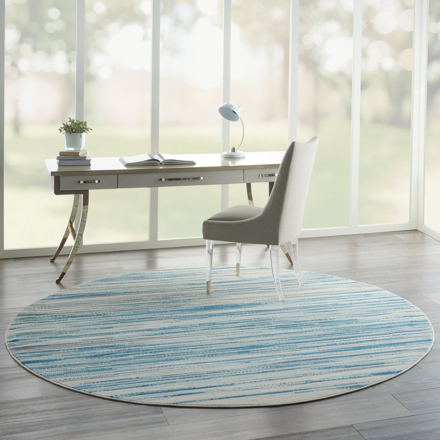Nourison Jubilant 8' x Round Blue Modern Indoor Rug