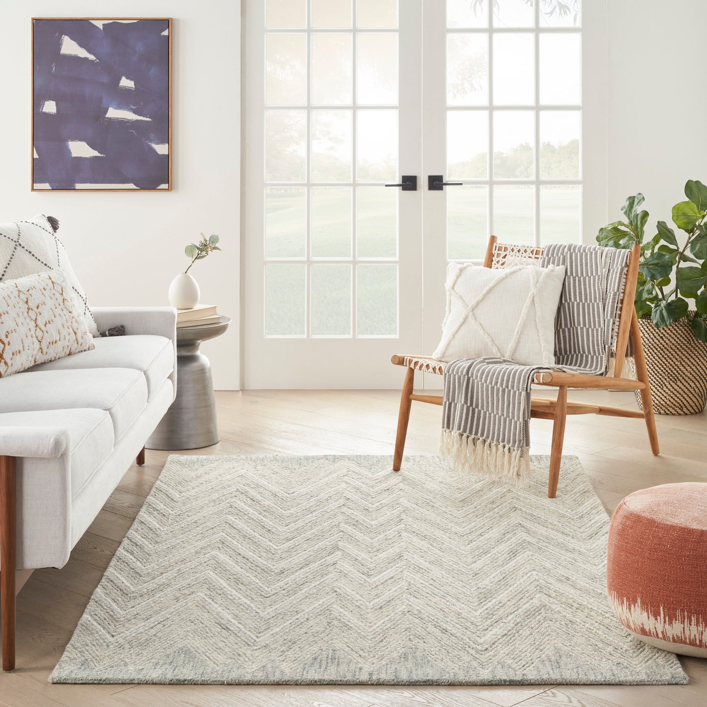 Nourison Interlock 3'9" x 5'9" Teal Modern Indoor Rug