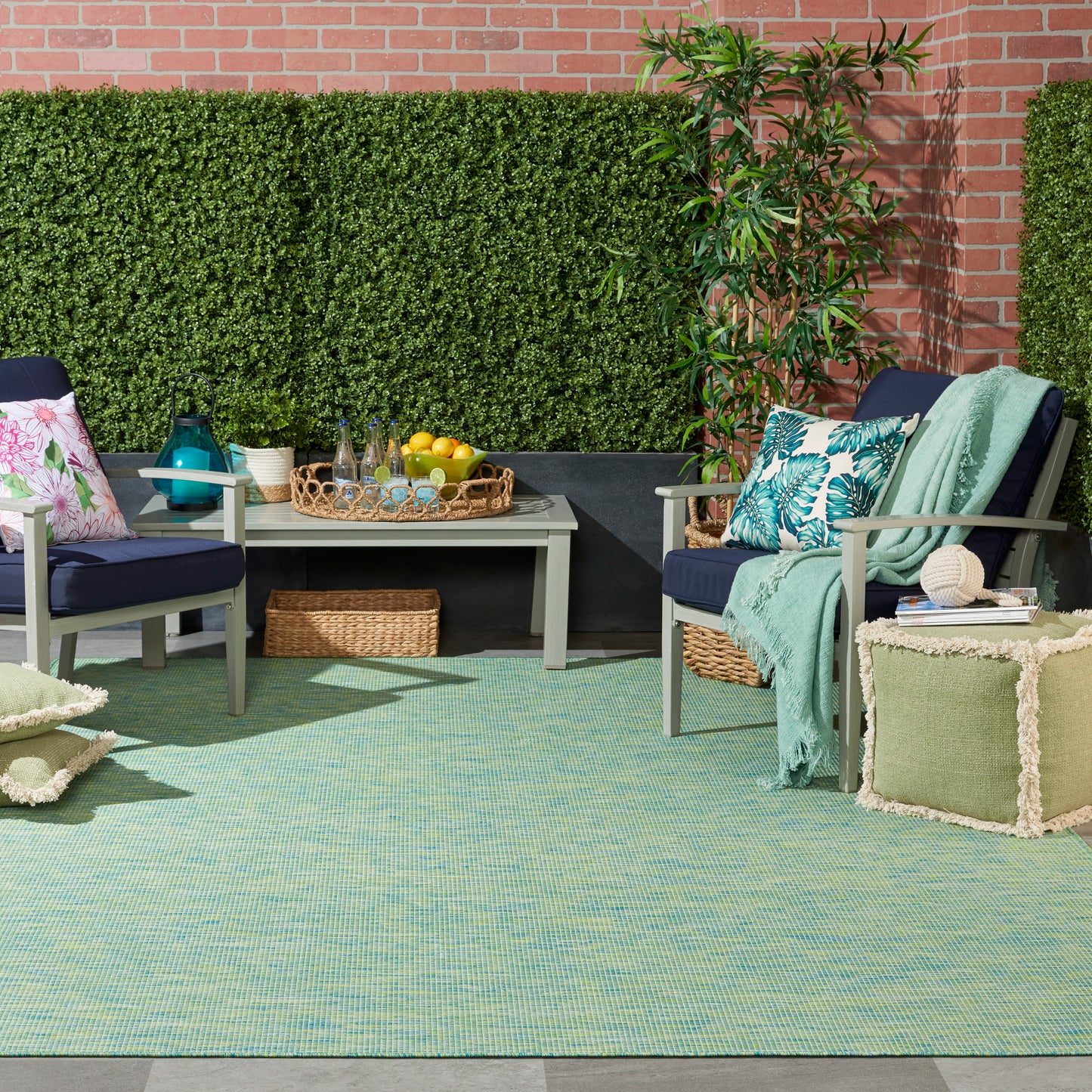 Nourison Positano 8' x 10' Blue Green Modern Rug