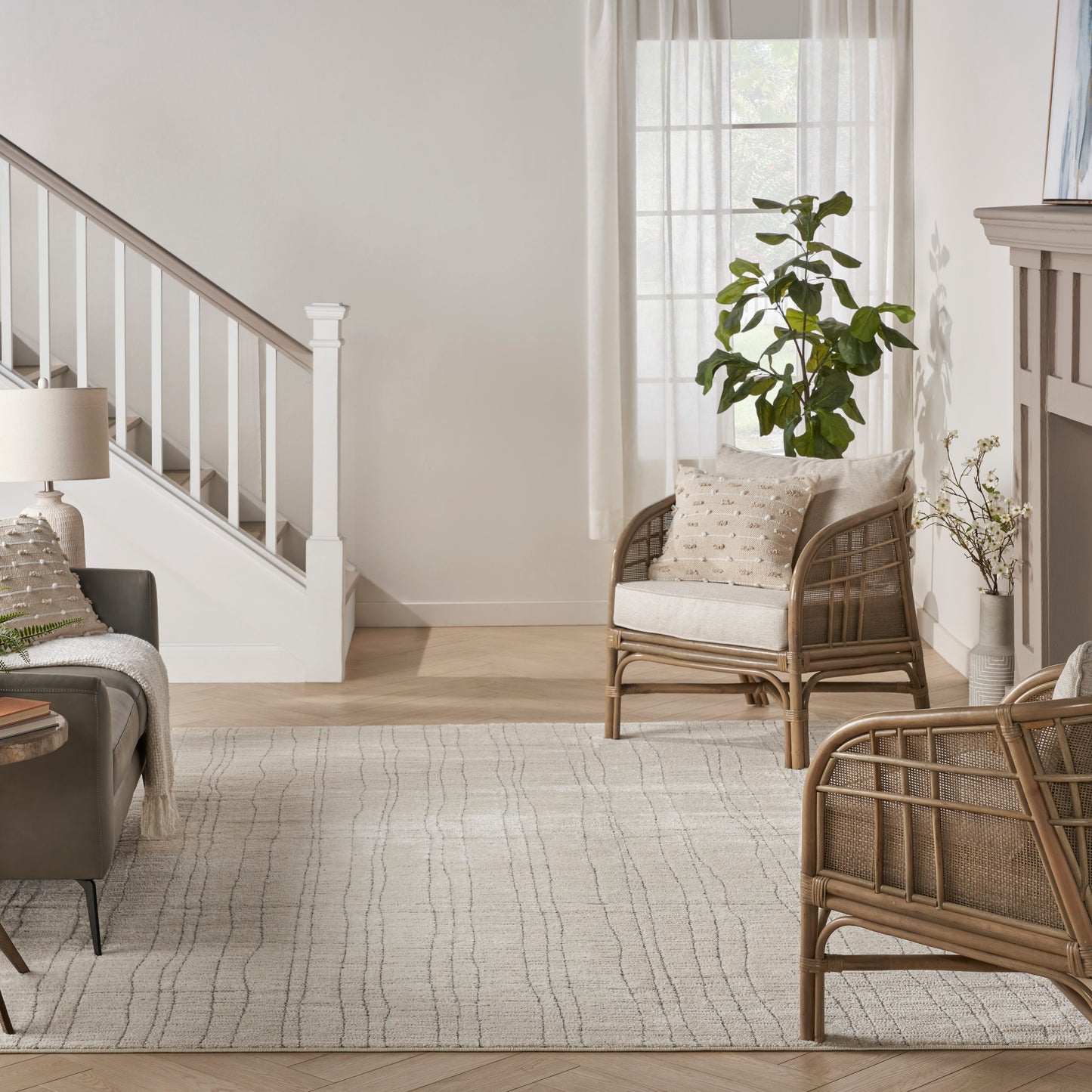 Nourison Andes 7'10" x 9'10" Ivory Grey Scandinavian Indoor Rug