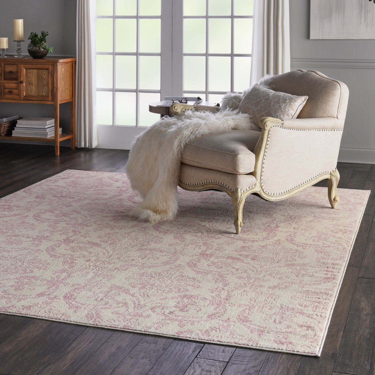 Nourison Jubilant 7'10" x 9'10" Ivory Pink Vintage Indoor Rug