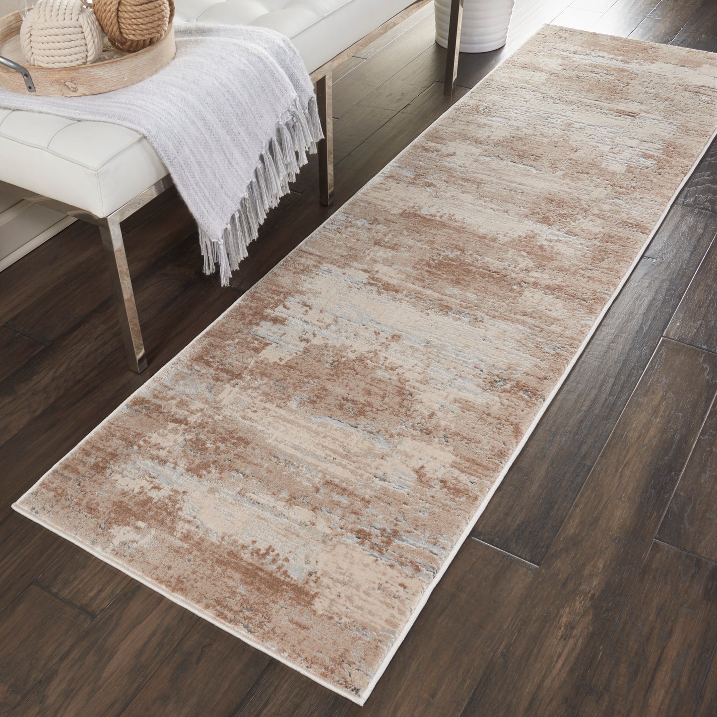 Nourison Rustic Textures 2'2" x 7'6" Beige Modern Indoor Rug
