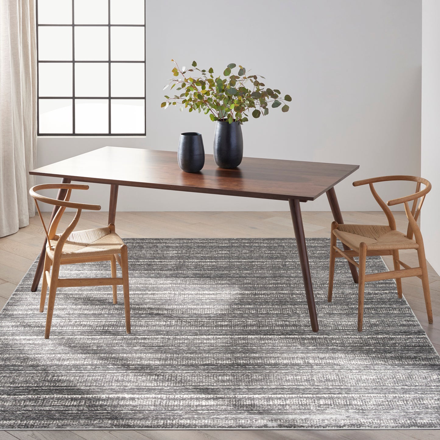 Calvin Klein CK011 Verdant 7'10" x 9'10" Charcoal Ivory Modern Indoor Rug