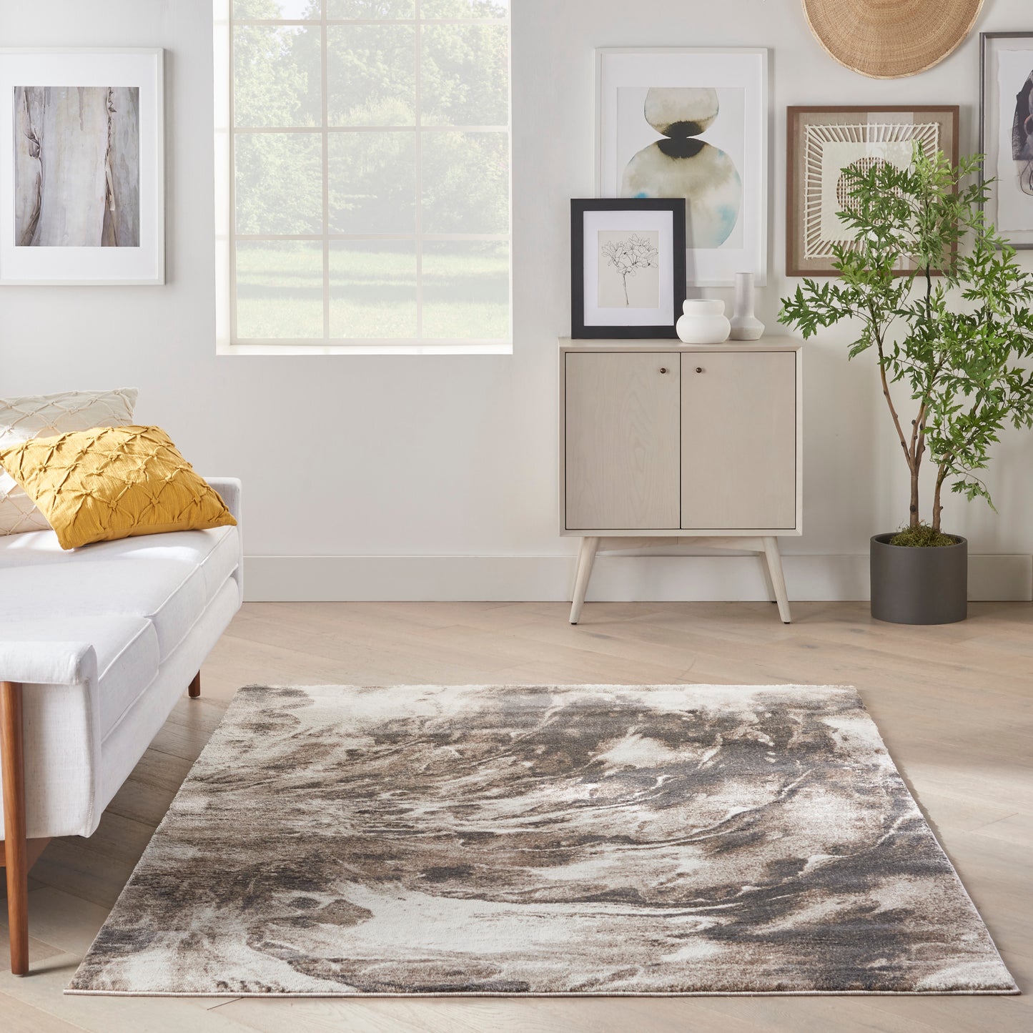 Nourison American Manor 3'11" x 5'11" Ivory Mocha Modern Indoor Rug