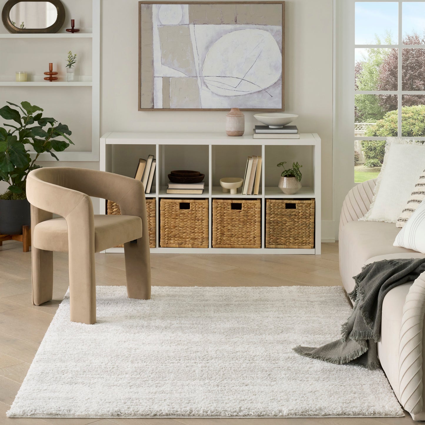Nourison Modern Shag 5'3" x 7' Ivory Grey Modern Indoor Rug