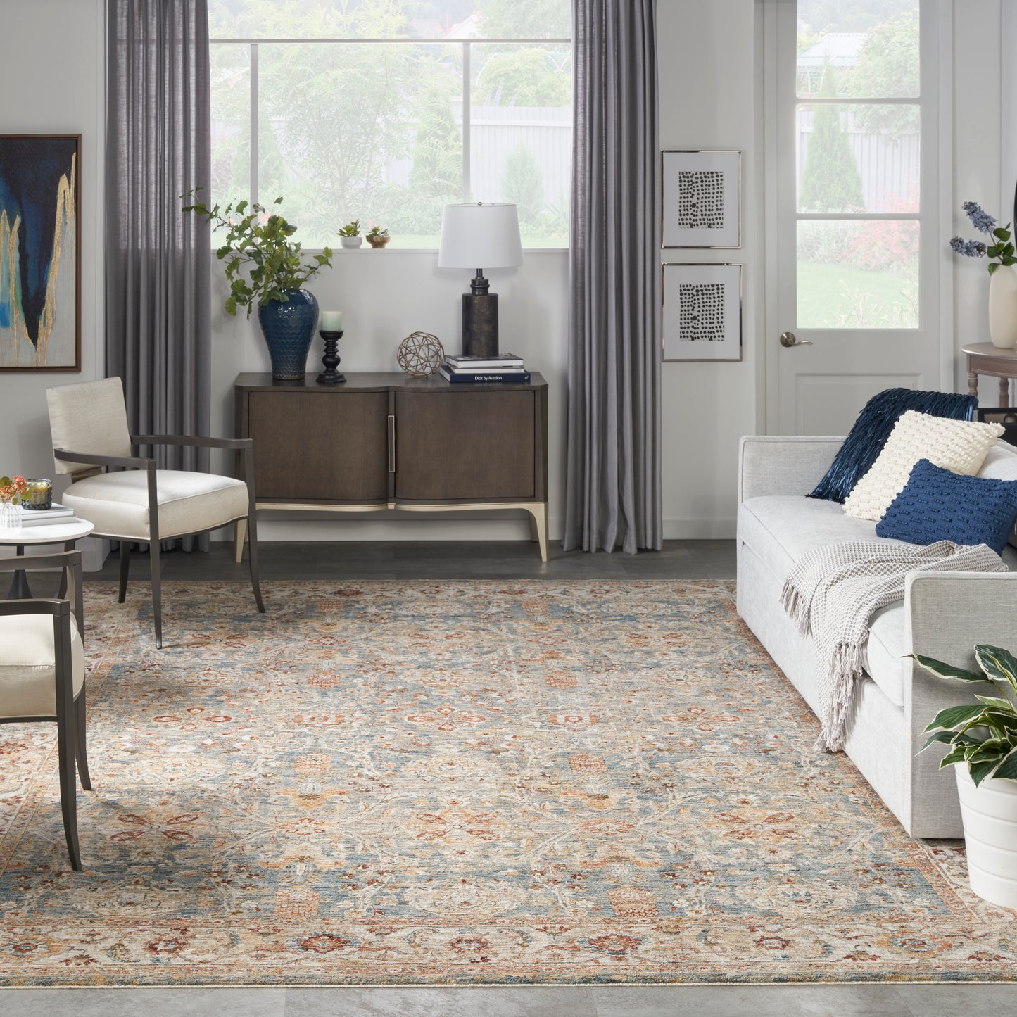 Nourison Sahar 9'3" x 12'7" Blue Persian Indoor Rug