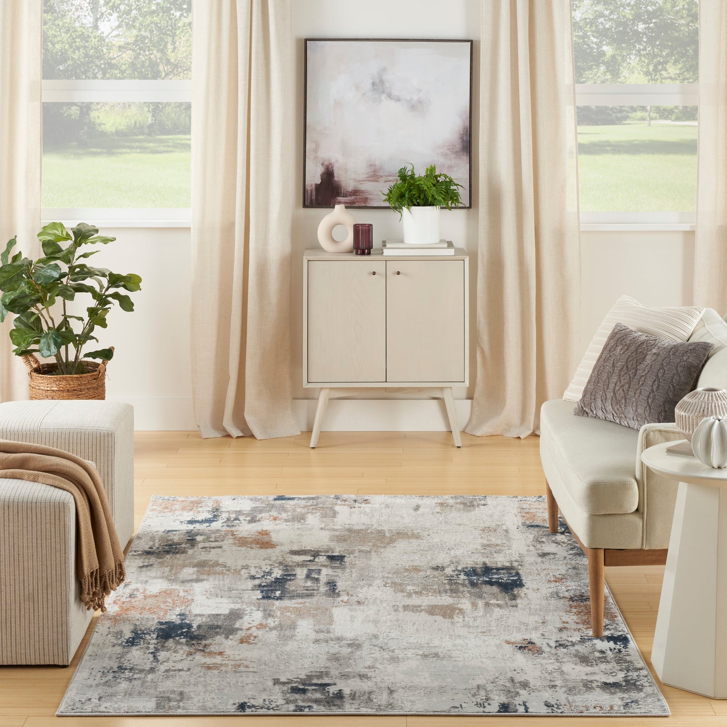 Nourison Home Texture 7'10" x 9'10" Grey Blue Modern Indoor Rug