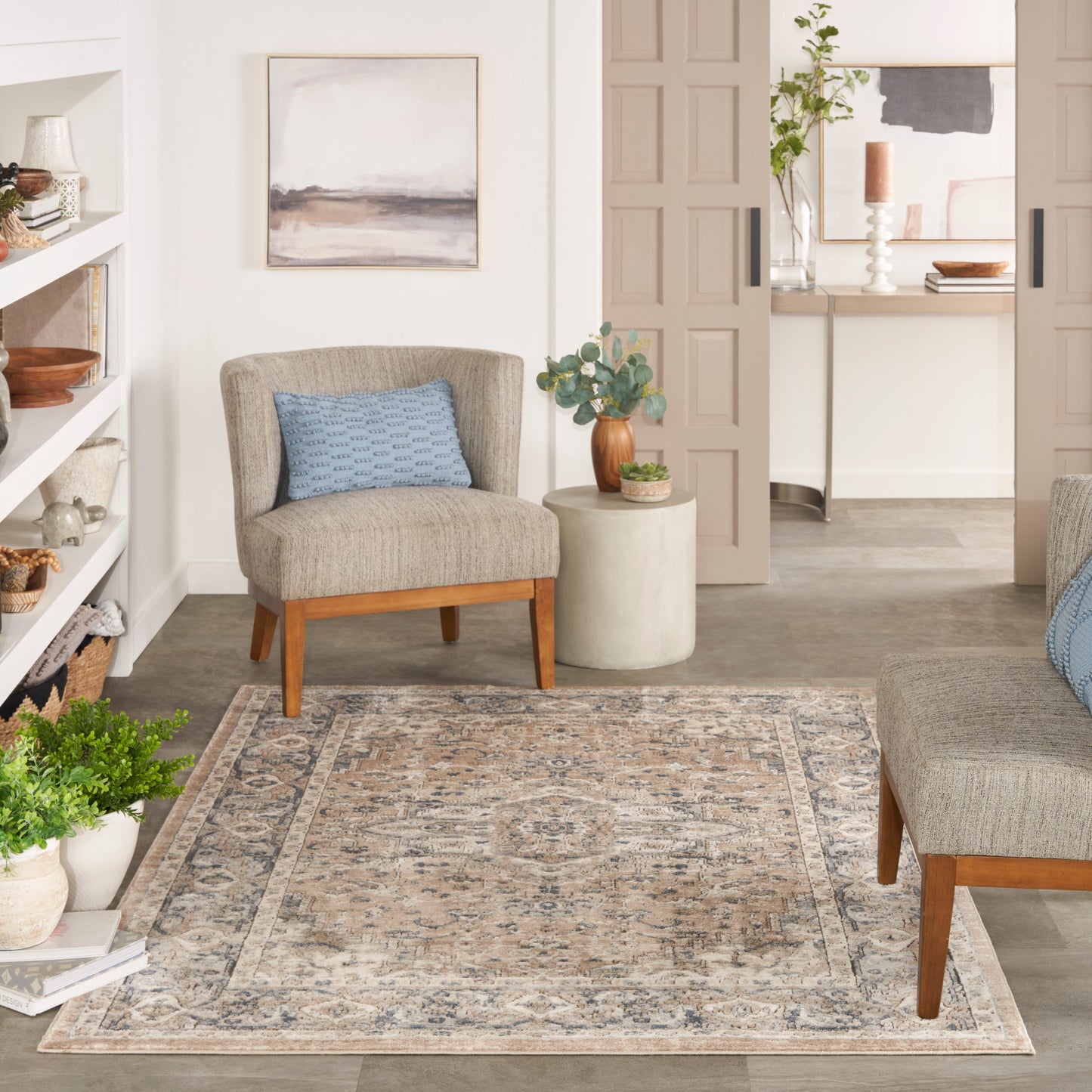 Nourison Quarry 5'3" x 7'3" Beige Grey Farmhouse Indoor Rug