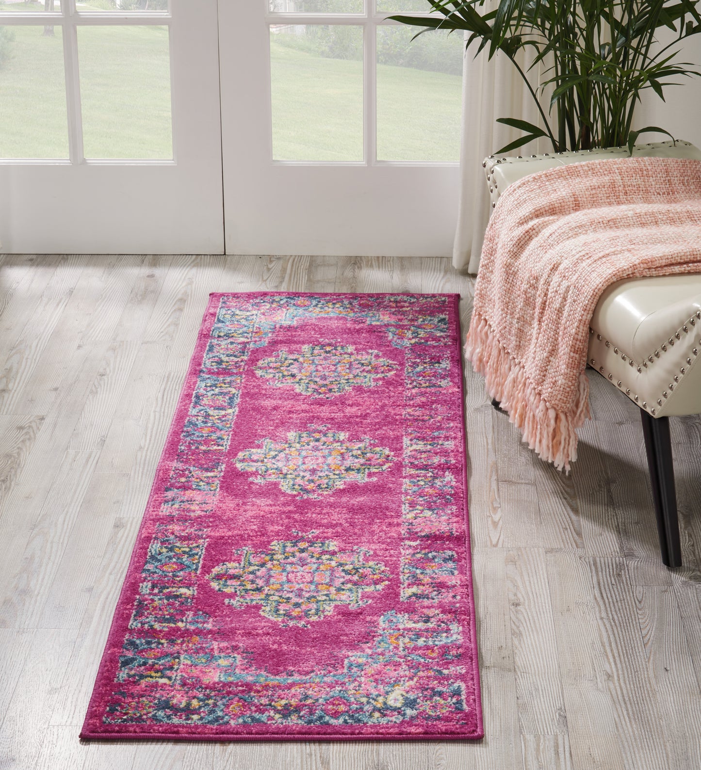 Nourison Passion 1'10" x 6' Fuchsia Bohemian Indoor Rug