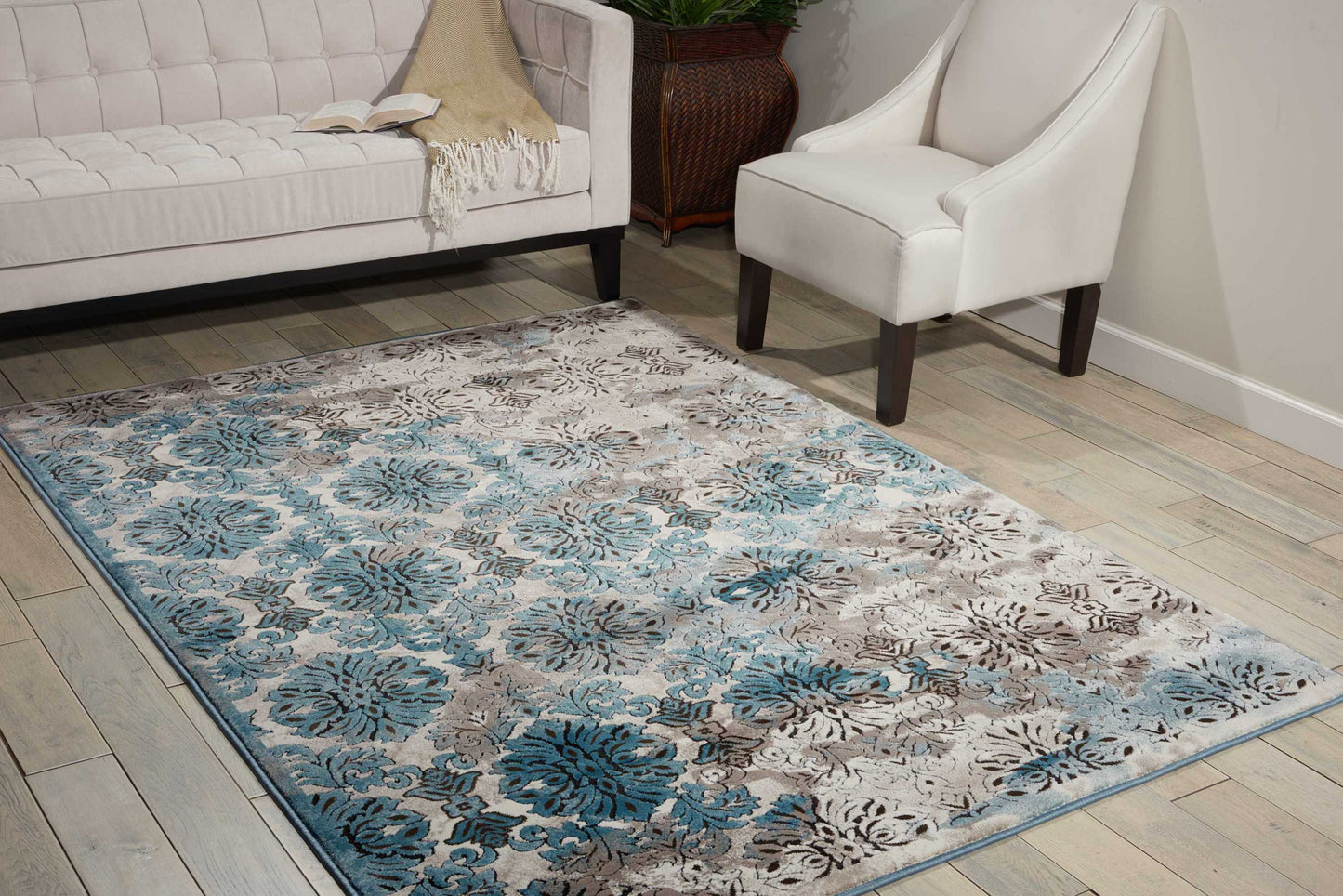 Nourison Karma 9'3" x 12'9" Ivory/Blue Vintage Indoor Rug