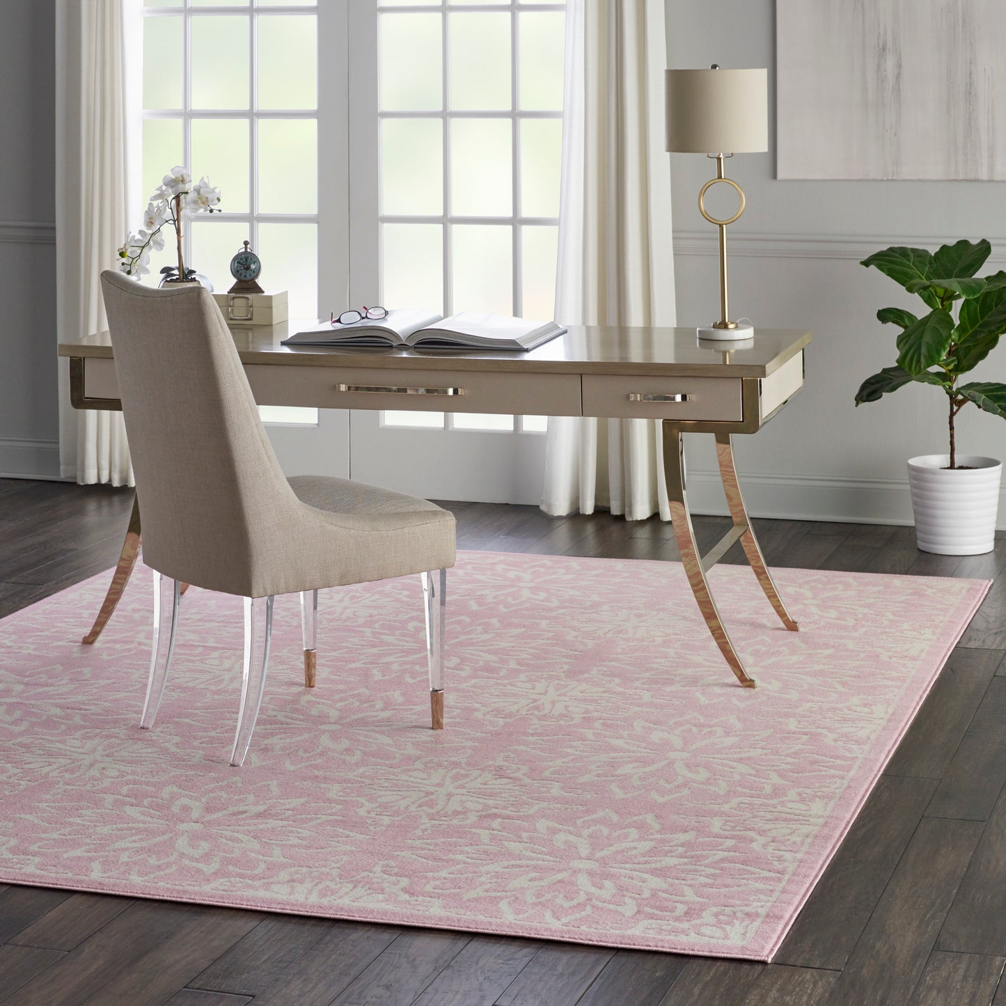 Nourison Jubilant 7'10" x 9'10" Ivory Pink Farmhouse Indoor Rug