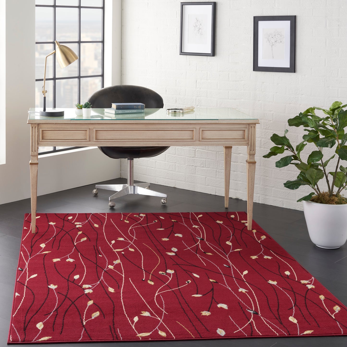 Nourison Grafix 5'3" x 7'3" Red Contemporary Indoor Rug