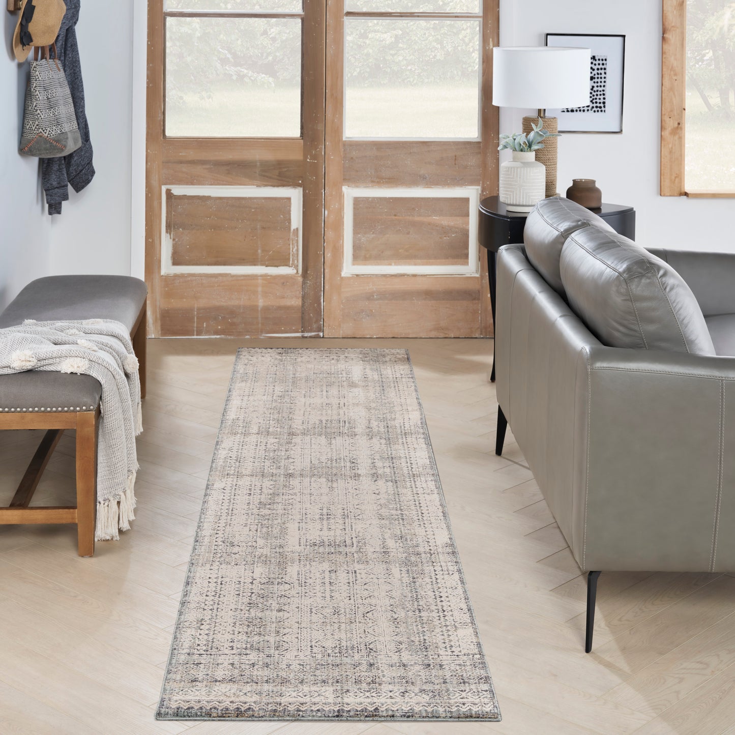Nourison Lynx 2'3" x 8' Ivory Blue Vintage Indoor Rug