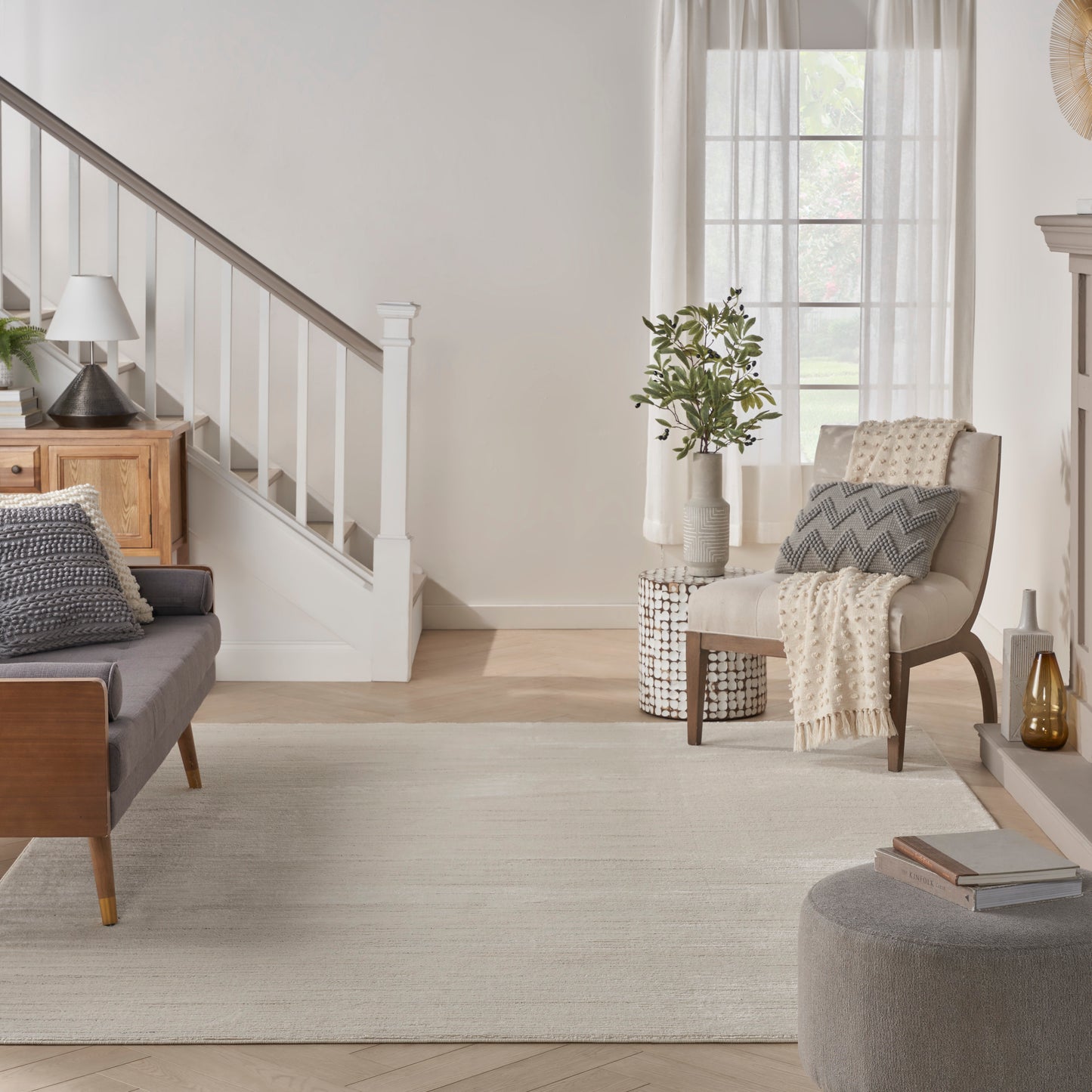 Nourison Andes 7'10" x 9'10" Ivory Grey Scandinavian Indoor Rug