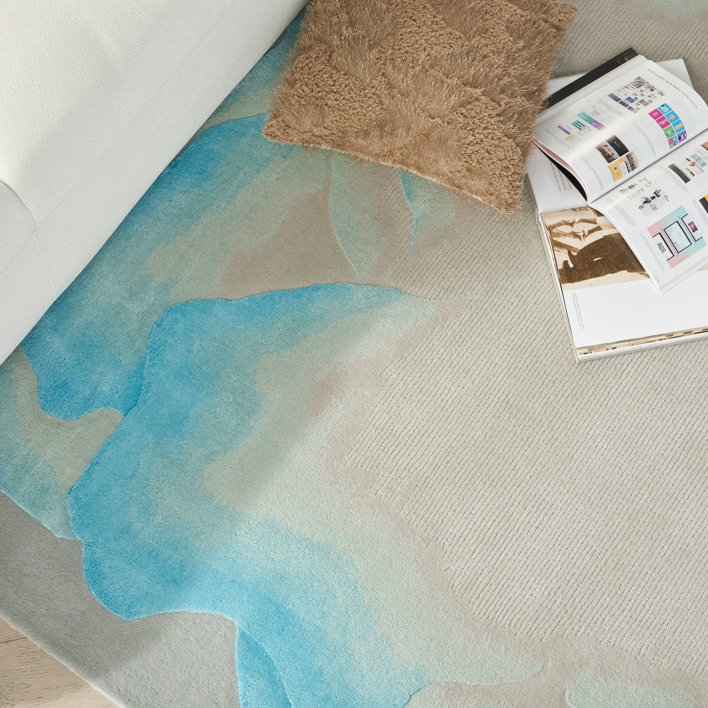 Nourison Prismatic 7'9" x 9'9" Sea Mist Blue Modern Indoor Rug