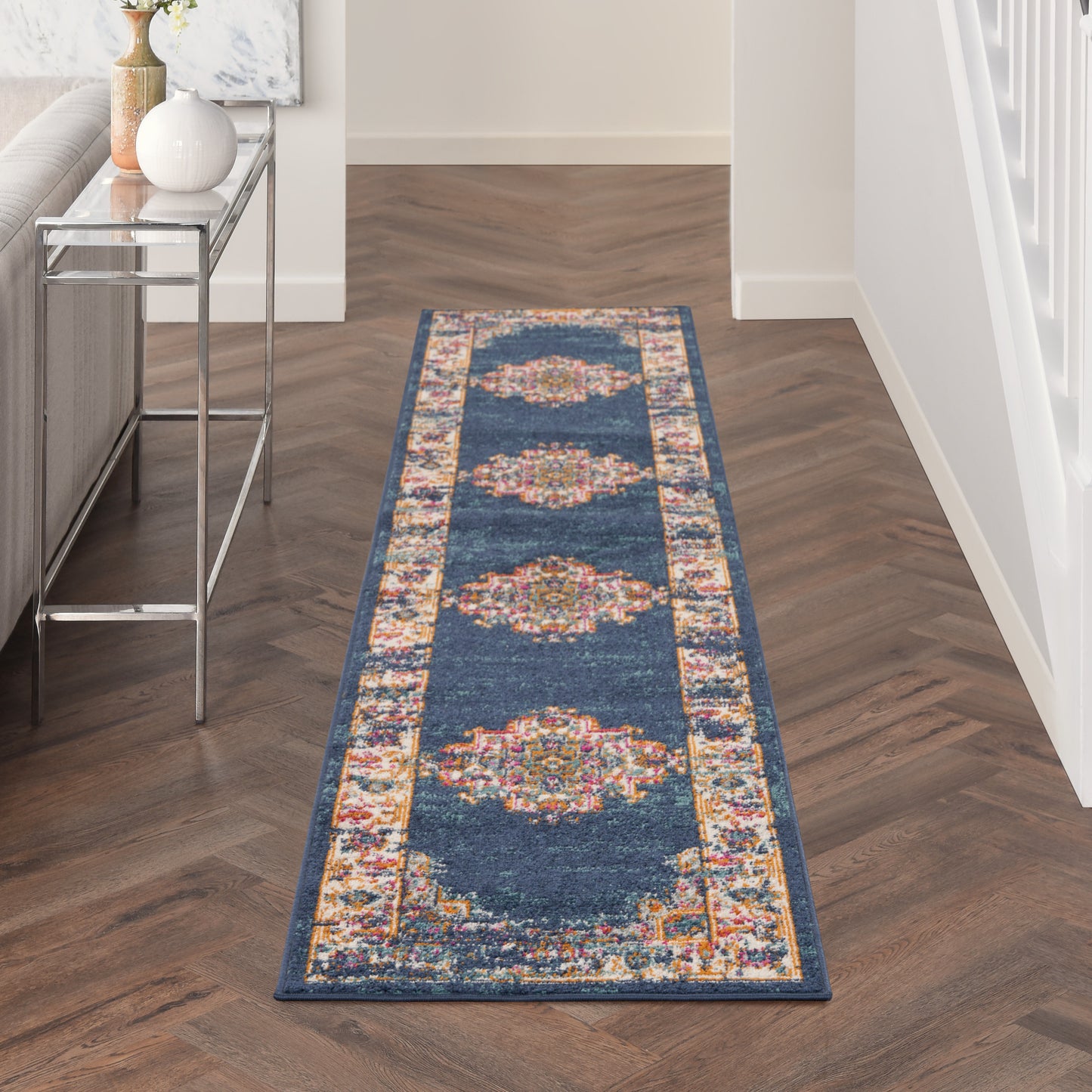 Nourison Passion 2'2" x 10' Navy Vintage Indoor Rug