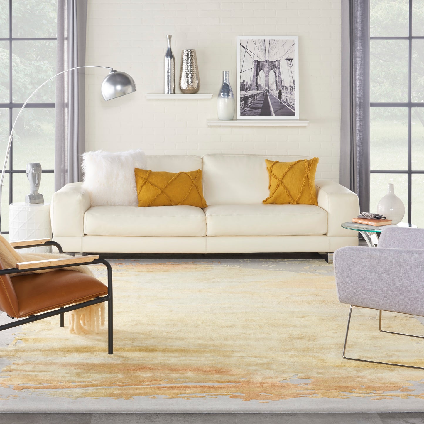 Nourison Prismatic 8'6" x 11'6" Grey Gold Modern Indoor Rug
