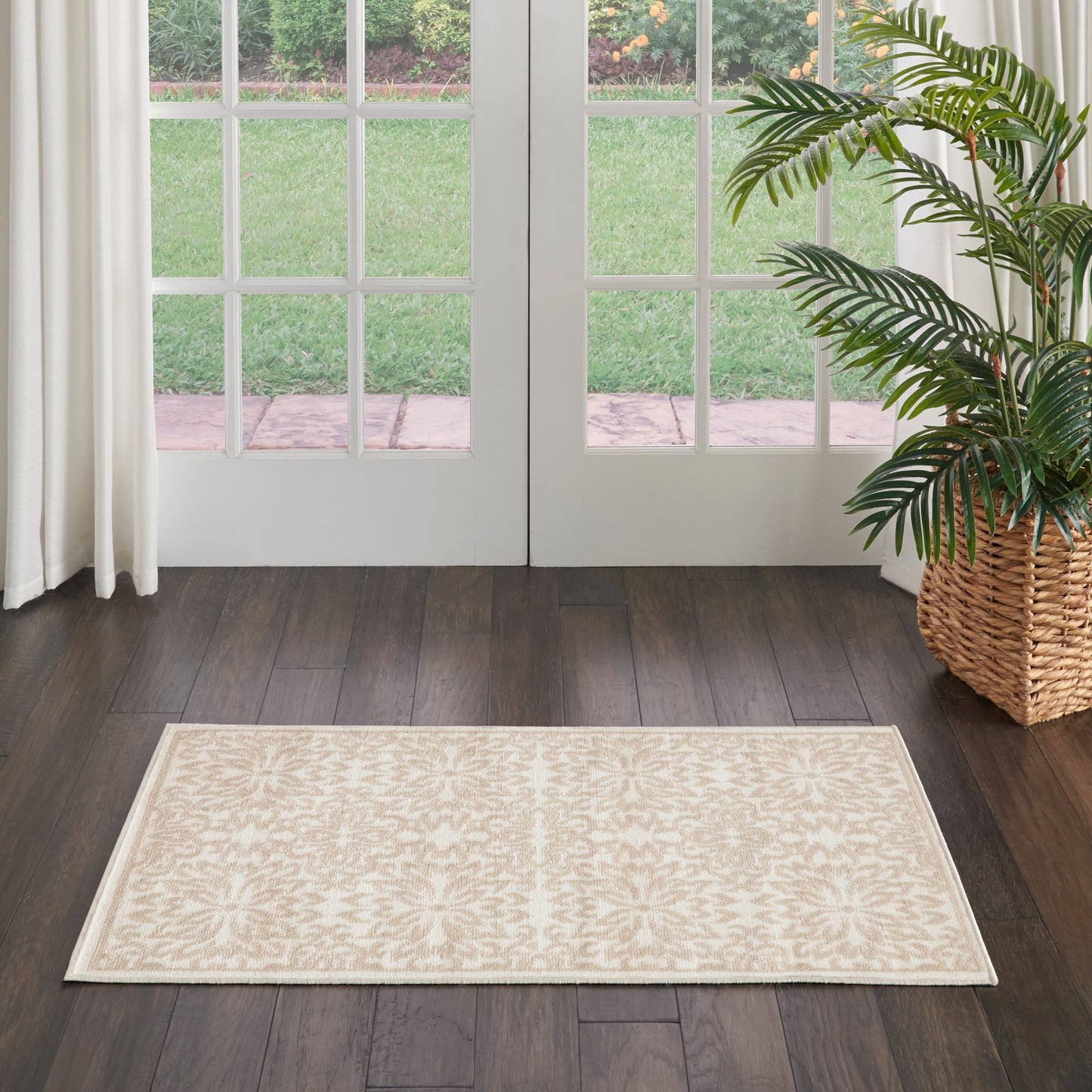 Nourison Jubilant 2' x 4' Ivory Beige Farmhouse Indoor Rug