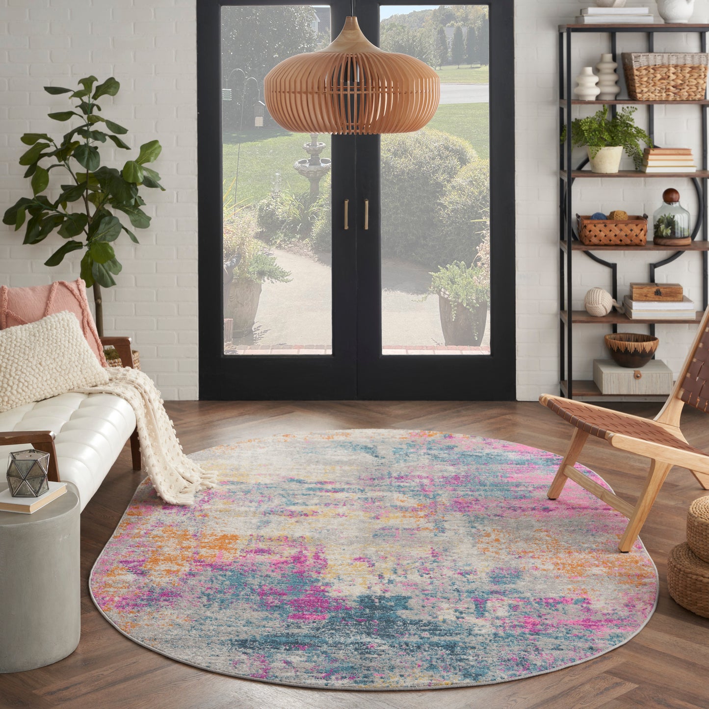 Nourison Passion 6' x 9' Oval Ivory Multicolor Modern Indoor Rug