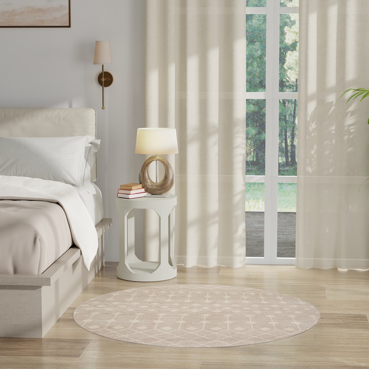 Nourison Grafix 5'3" x Round Beige Bohemian Indoor Rug