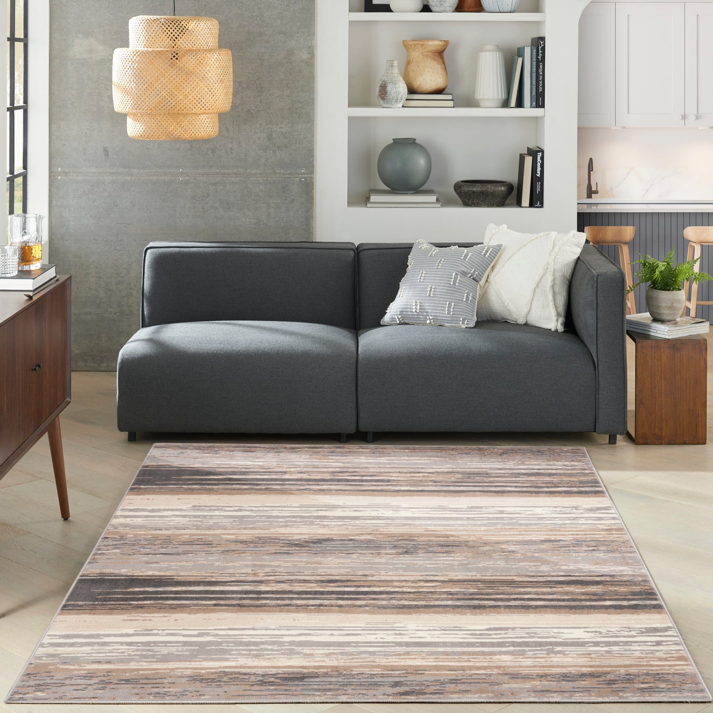 Nourison Jubilant 7'10" x 9'10" Grey Beige Modern Indoor Rug