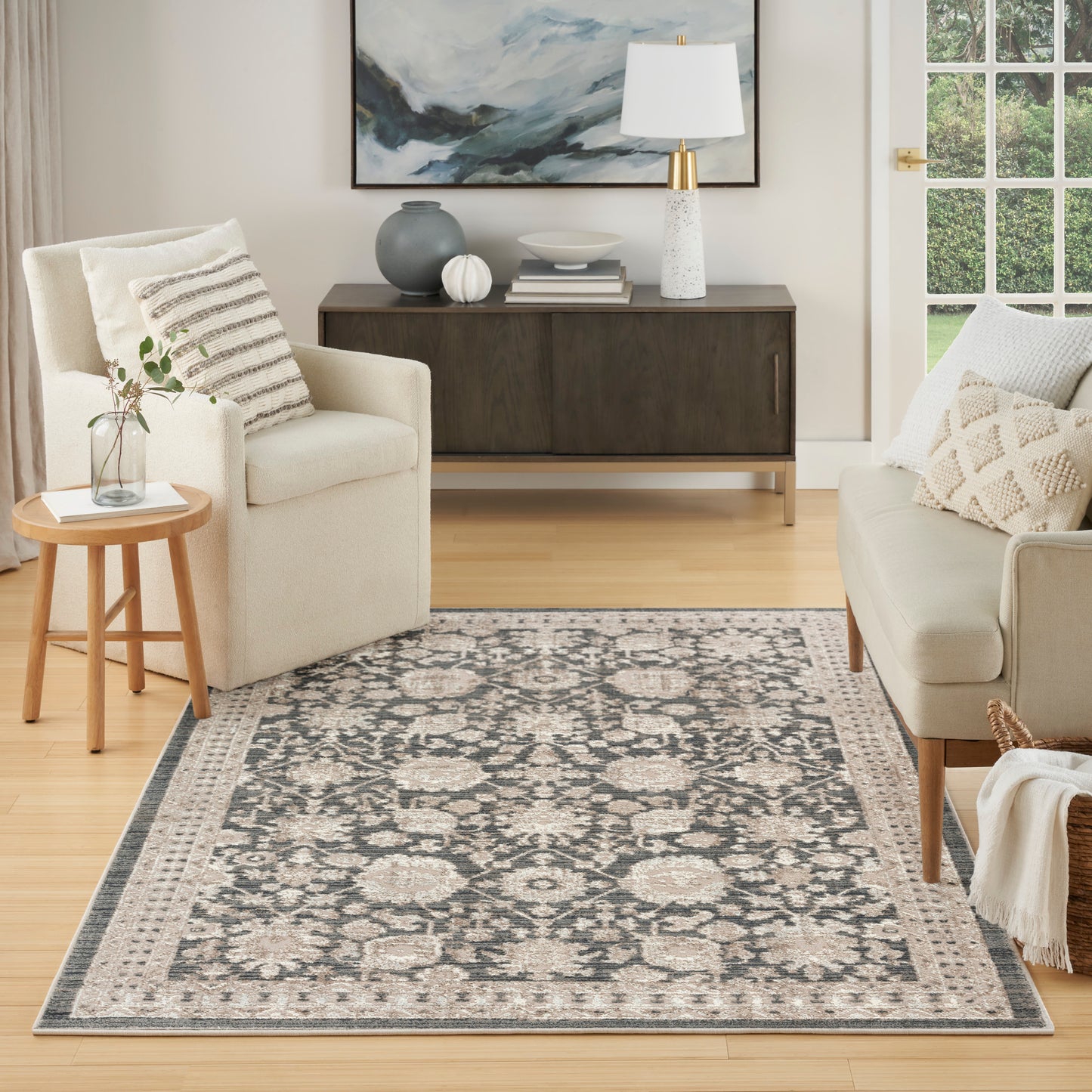 Nourison Eco Cycle 3'11" x 5'11" Charcoal Vintage Indoor Rug