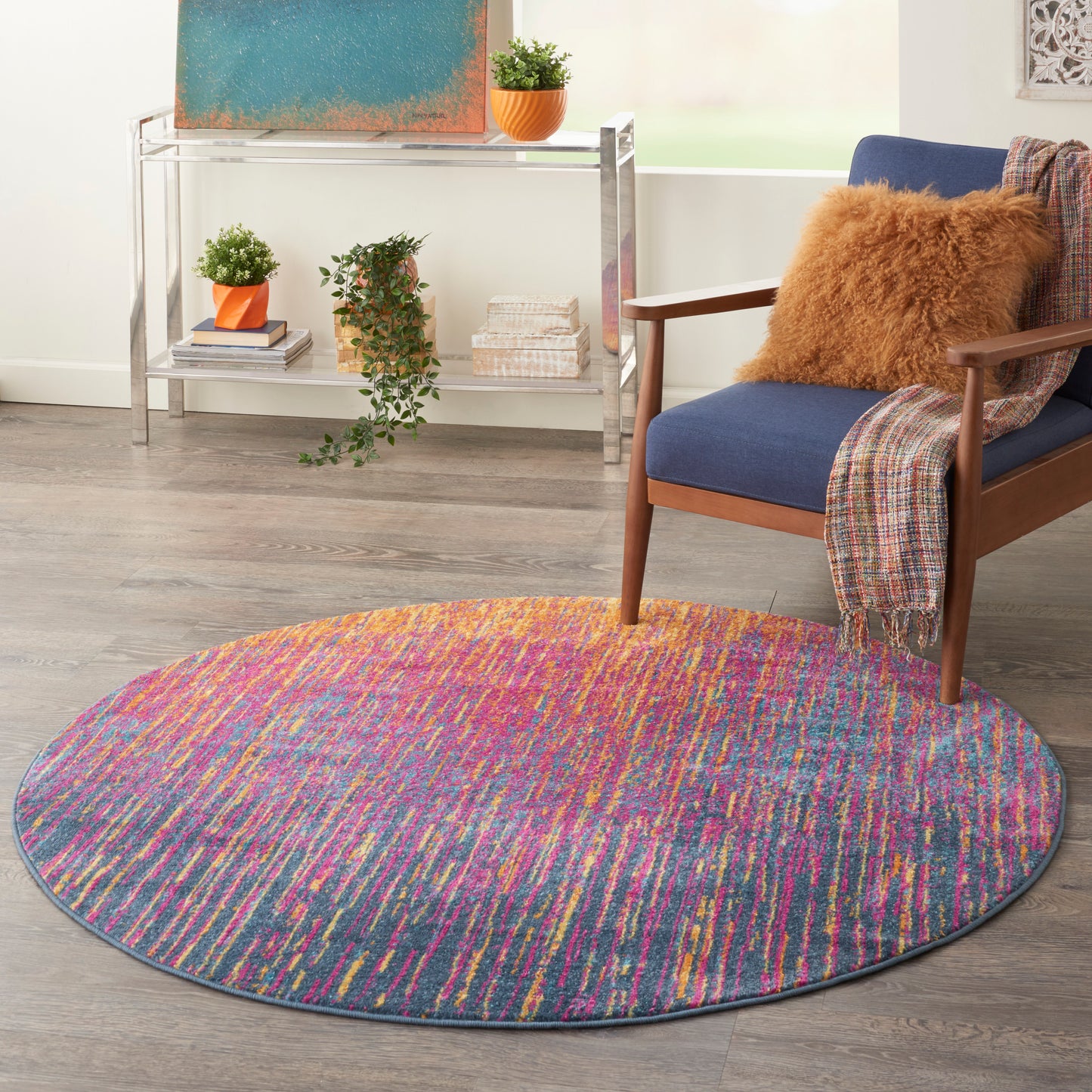 Nourison Passion 5' x Round Multicolor Modern Indoor Rug