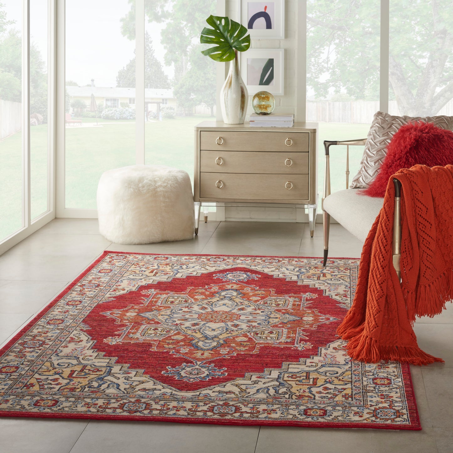 Nourison Majestic 5'6" x 8' Red Traditional Indoor Rug