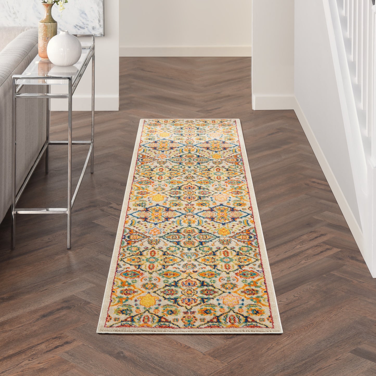 Nourison Allur 2'3" x 7'6" Ivory Multicolor Bohemian Indoor Rug