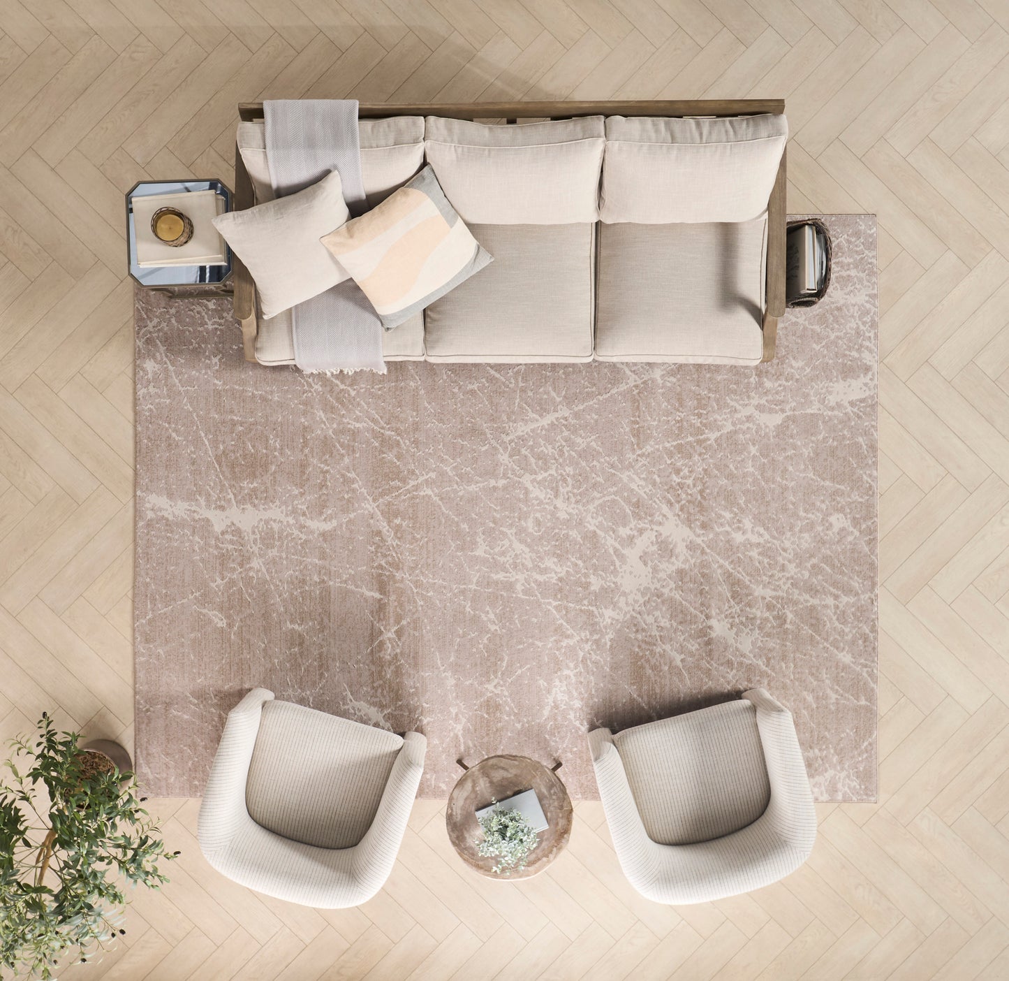 Nourison Exhale 7'10" x 9'10" Mocha Ivory Modern Indoor Rug