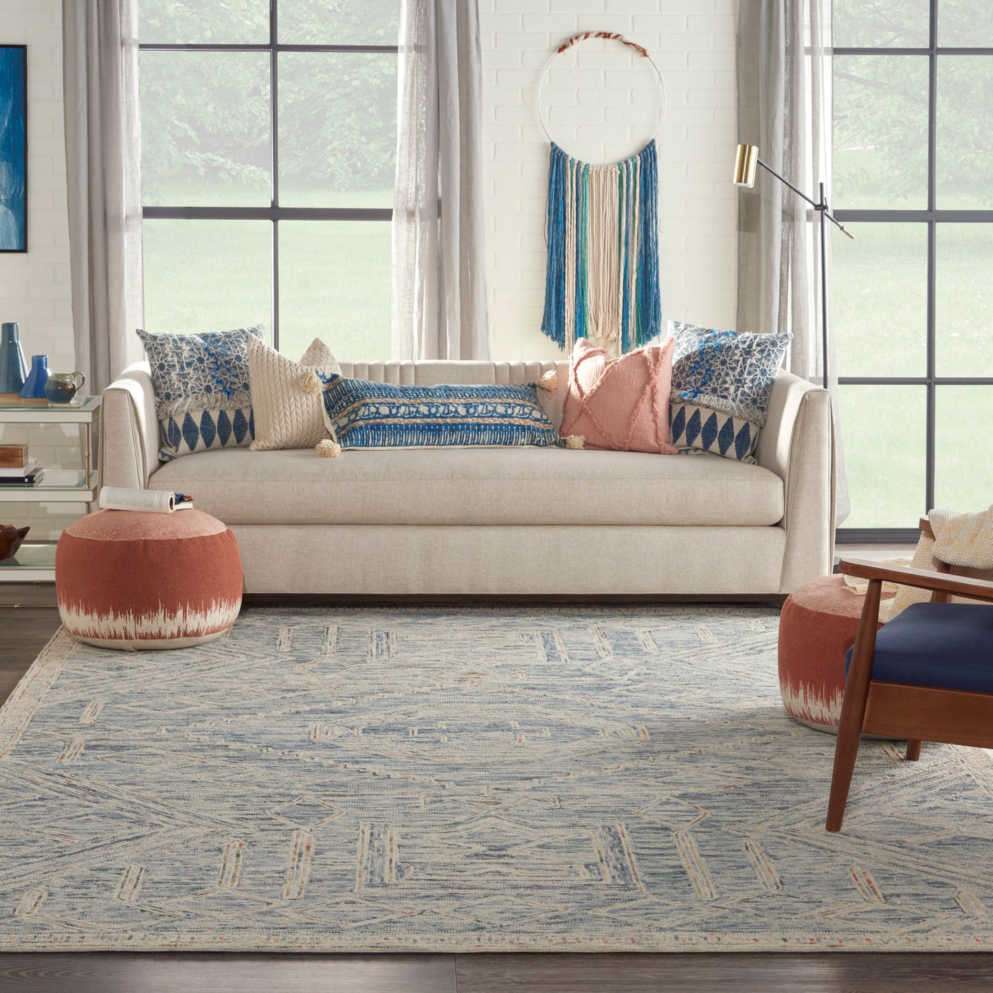 Nourison Interlock 8' x 10'6" Blue Multicolor Bohemian Indoor Rug