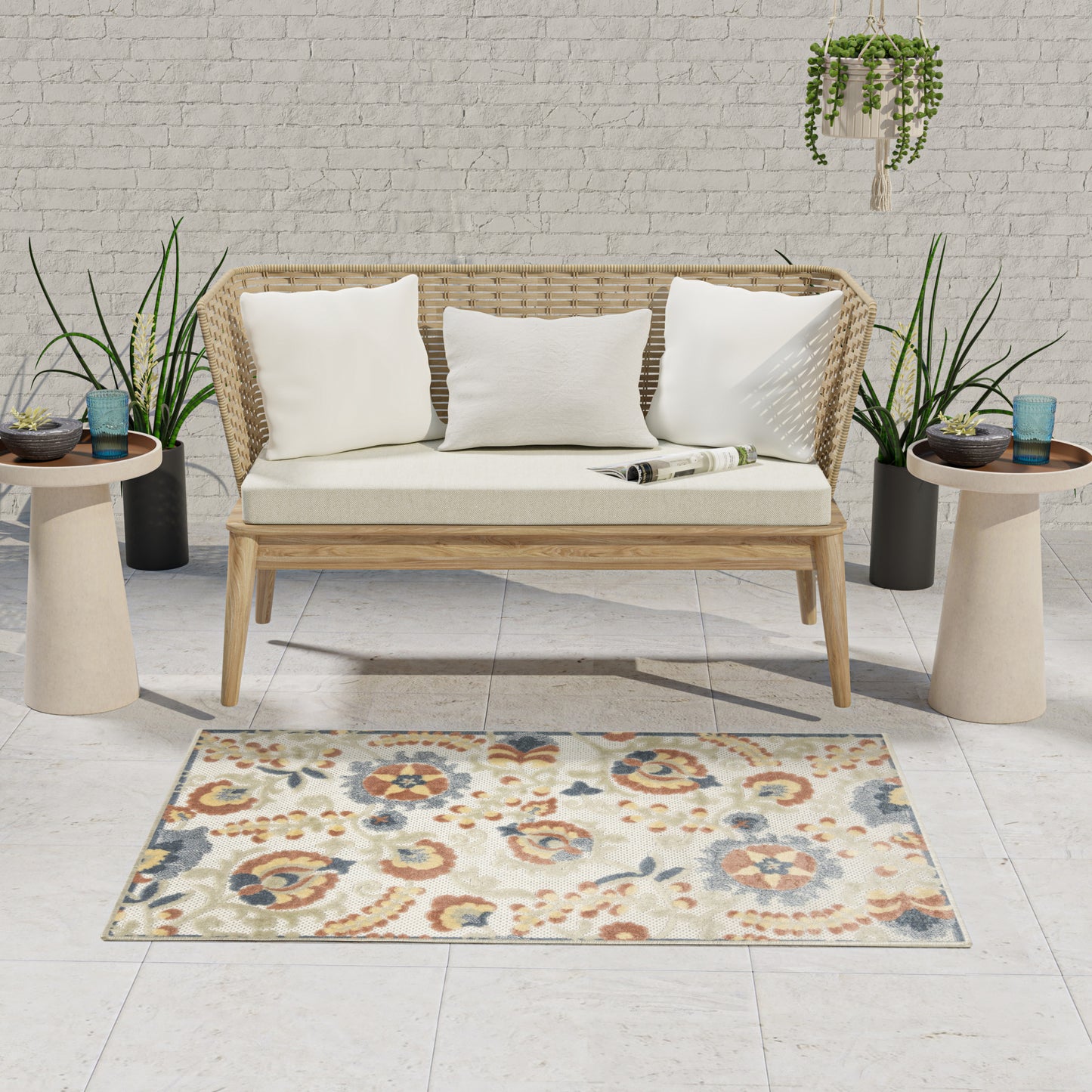 Nourison Aloha 2'8" x 4' Grey Multicolor Farmhouse Rug