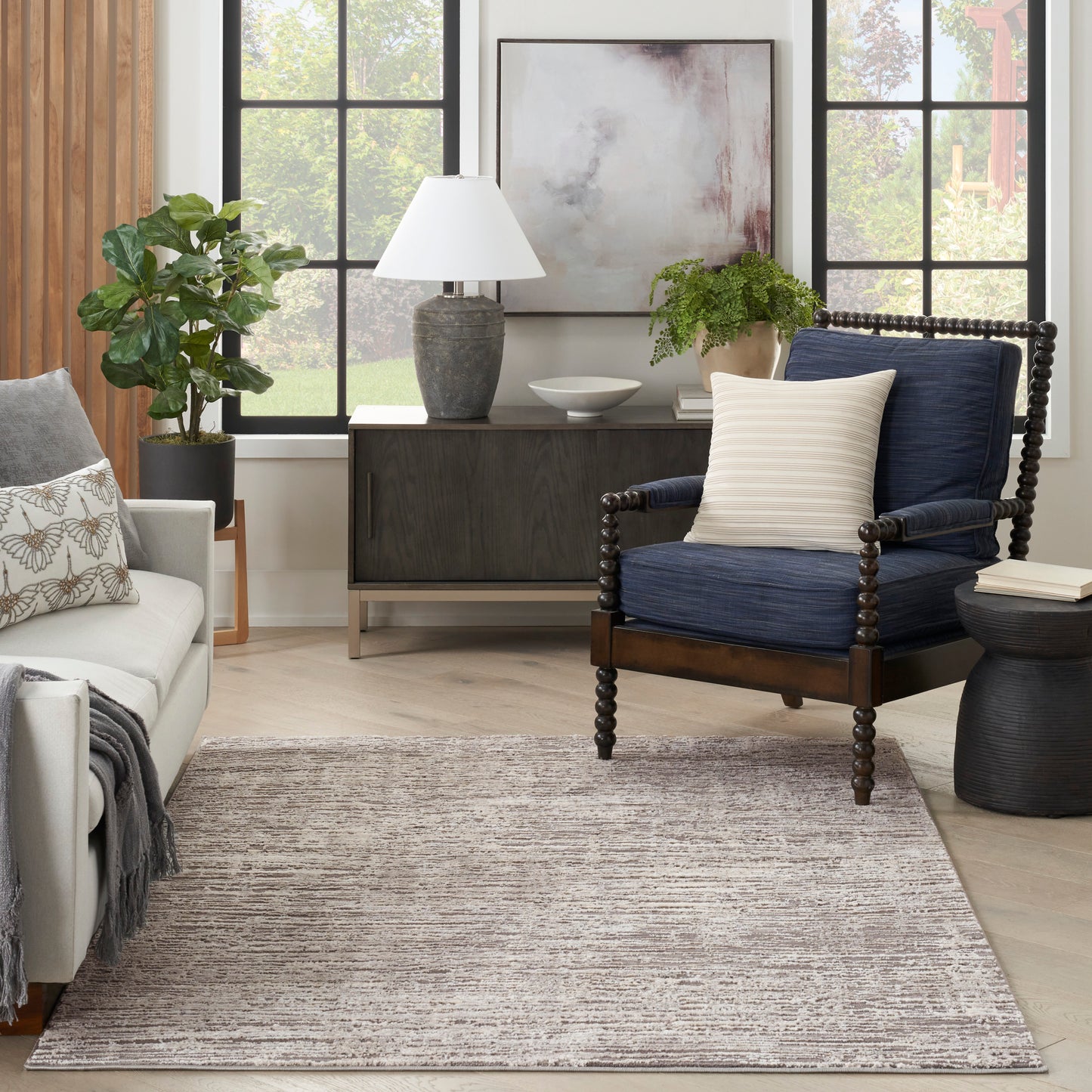 Nourison Sustainable Trends 5'3" x 7'3" Ivory Grey Modern Indoor Rug