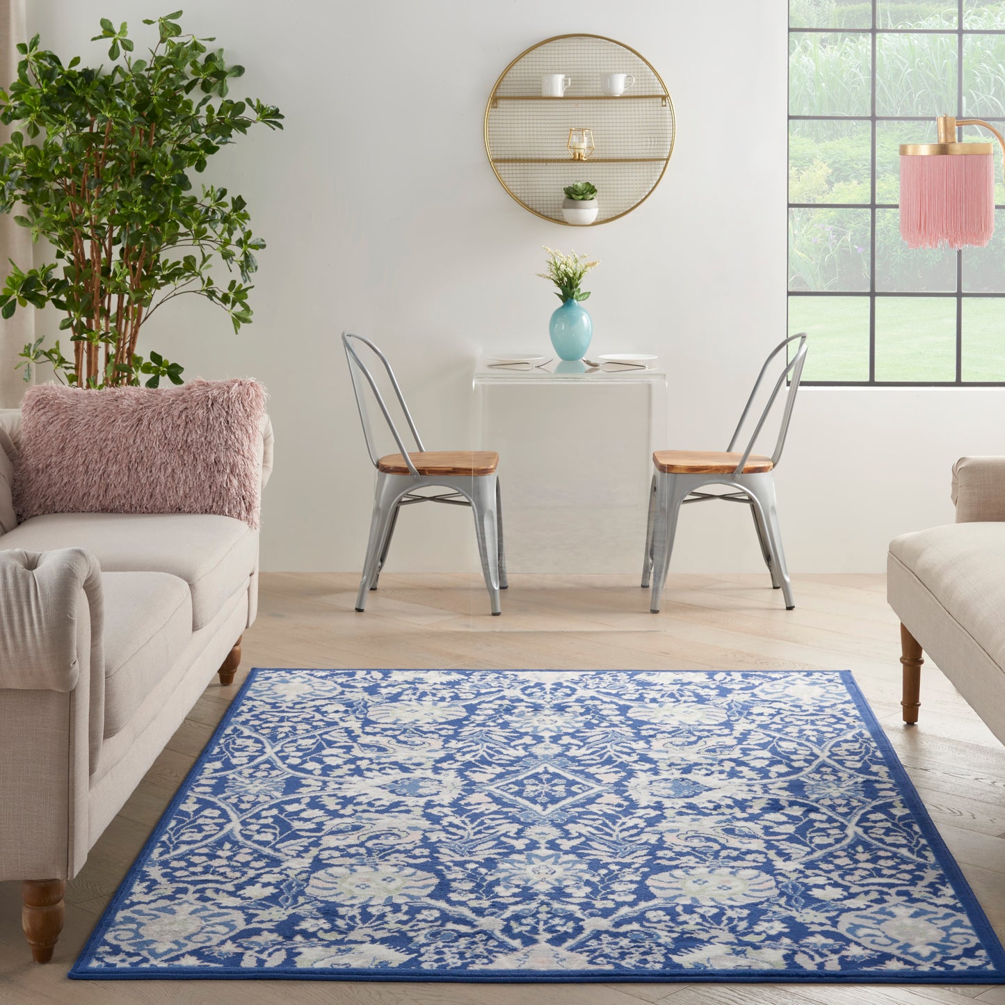Nourison Whimsicle 5' x 7' Navy Multicolor Farmhouse Indoor Rug