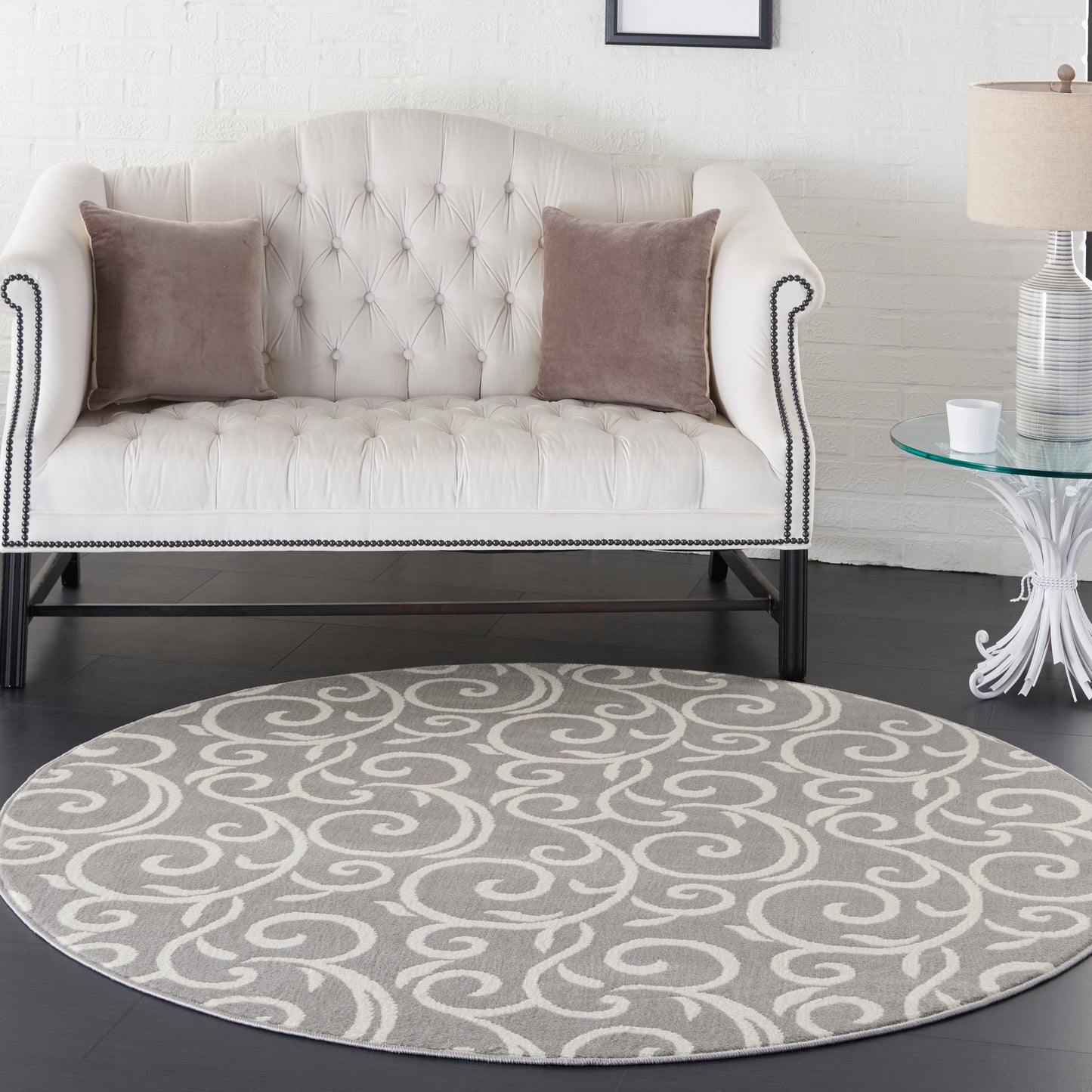 Nourison Grafix 5'3" x Round Grey Contemporary Indoor Rug