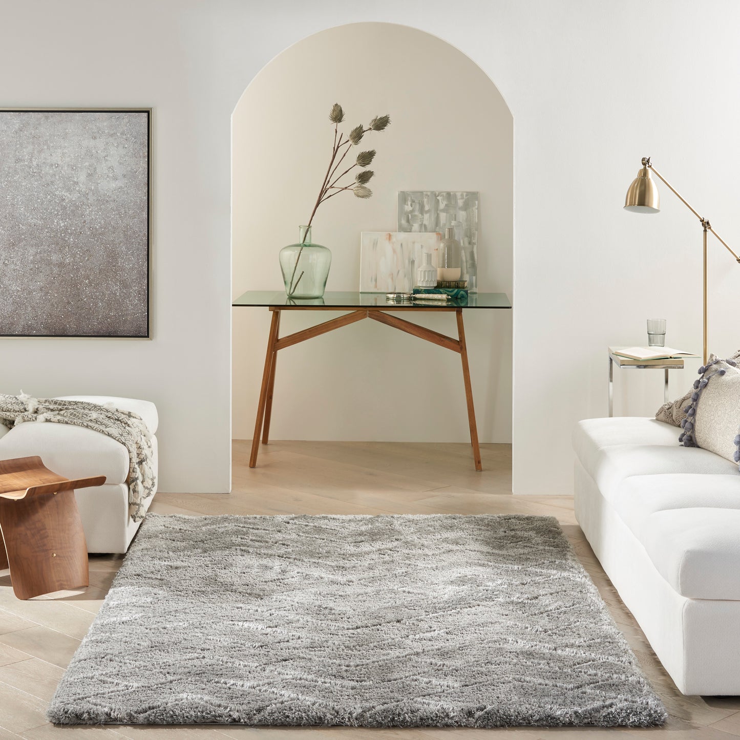 Nourison Dreamy Shag 5'3" x 7'3" Grey Shag Indoor Rug