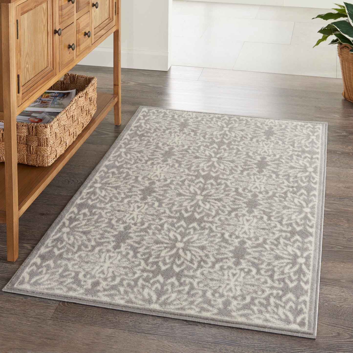 Nourison Jubilant 3' x 5' Ivory/Grey Farmhouse Indoor Rug