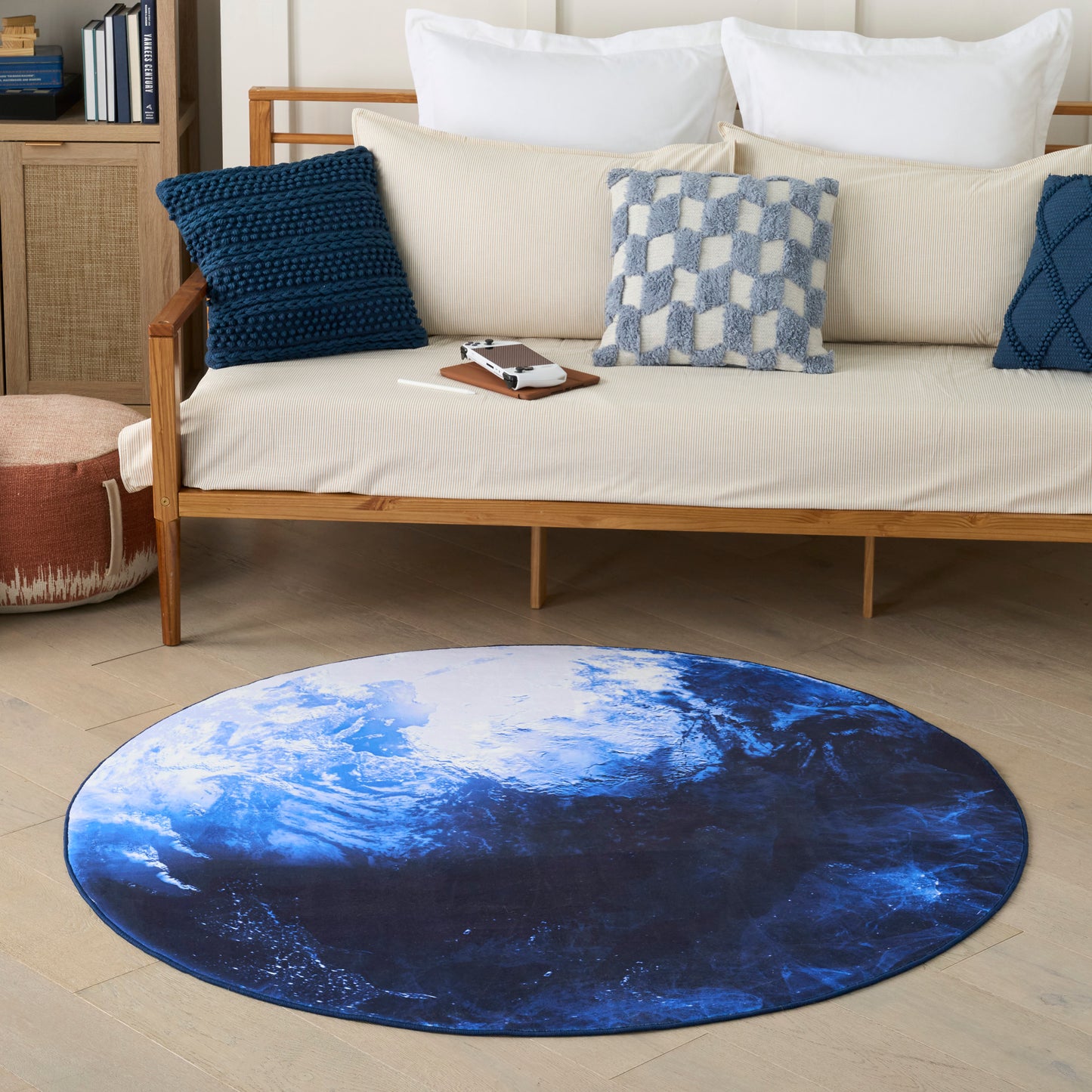 Nourison Imagination 5' x Round Blue Kids Indoor Rug