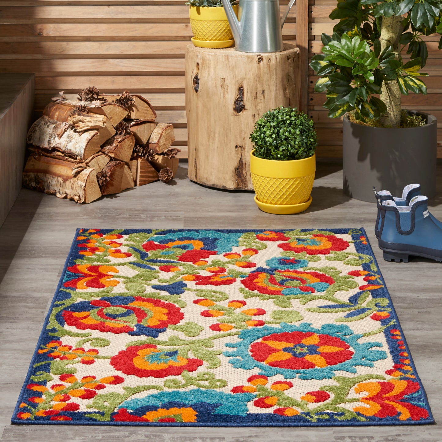 Nourison Aloha 2'8" x 4' Multicolor Farmhouse Rug