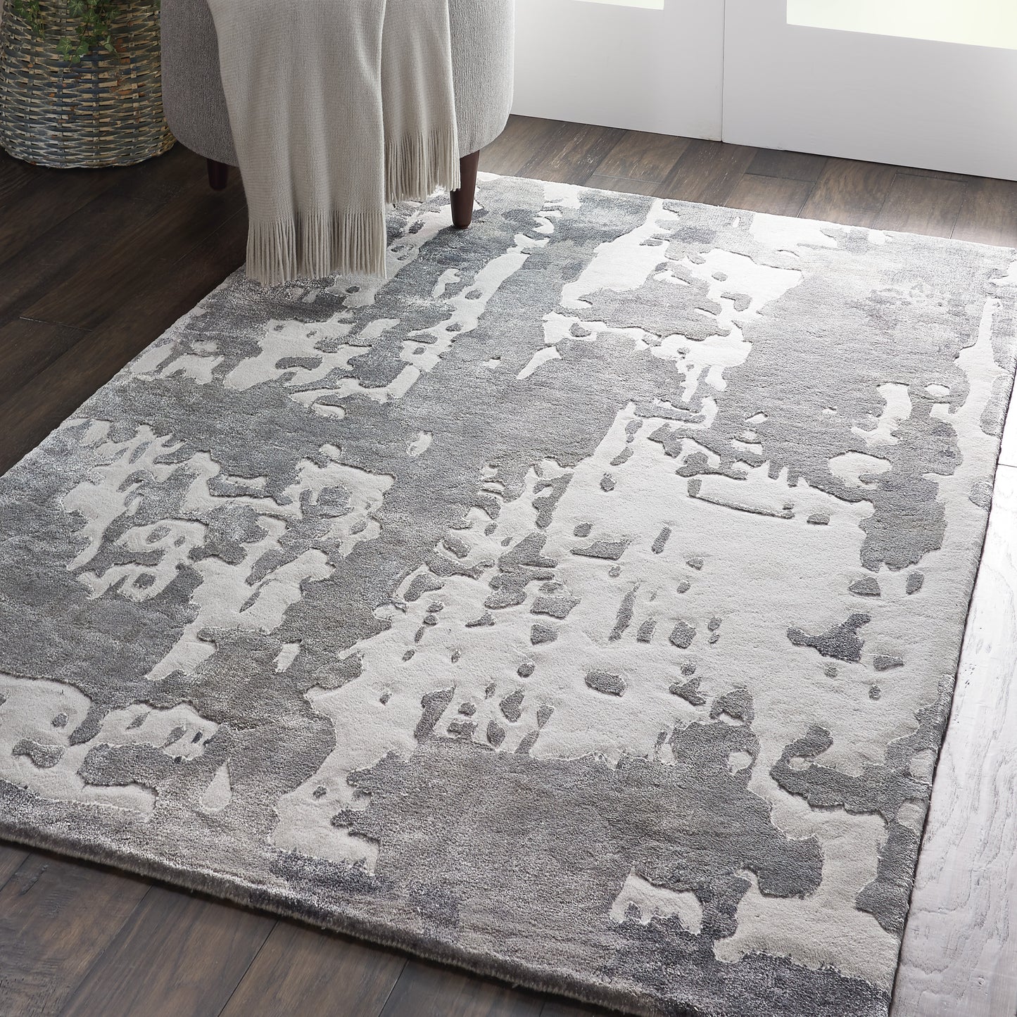 Nourison Prismatic 3'9" x 5'9" Silver Grey Modern Indoor Rug