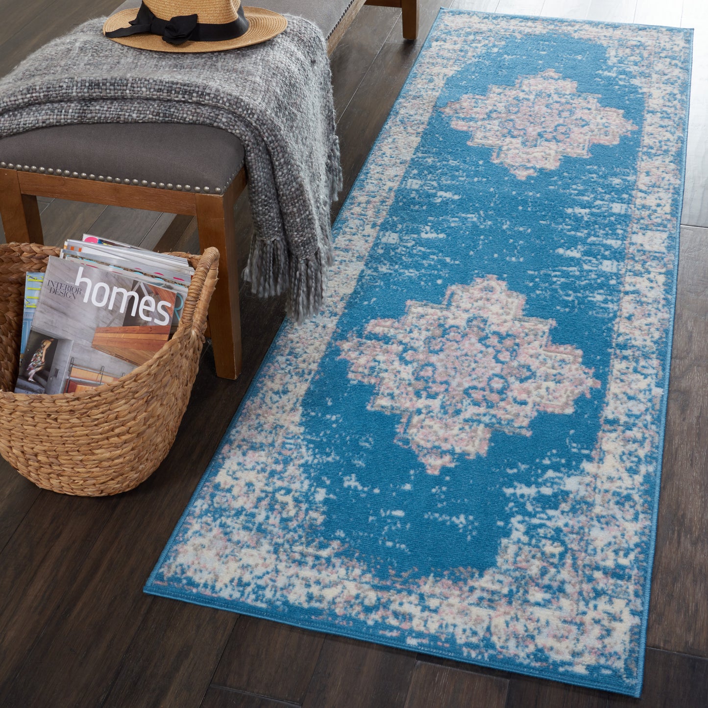 Nourison Grafix 2' x 6' Blue Vintage Indoor Rug