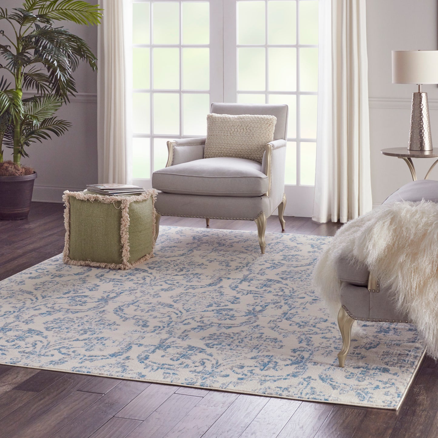 Nourison Jubilant 8'6" x 12' Ivory Blue Vintage Indoor Rug