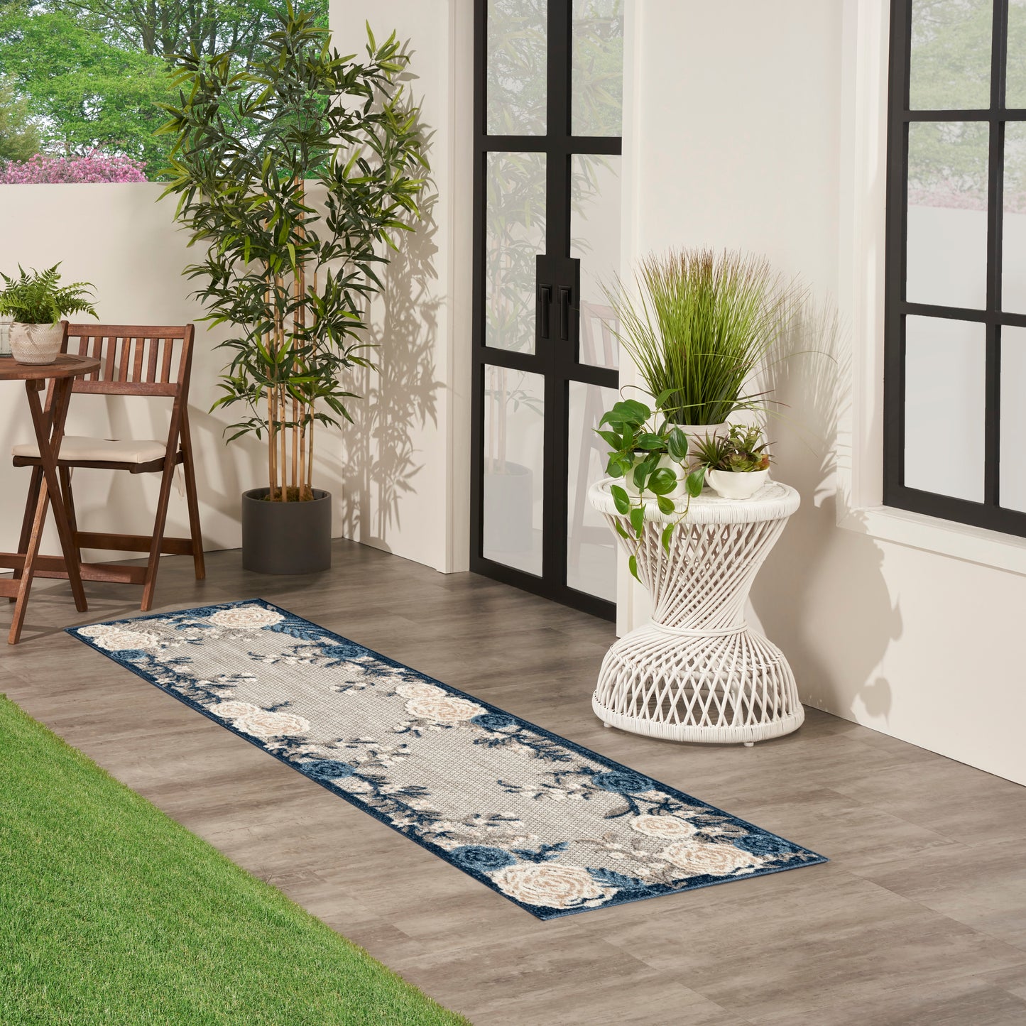 Nourison Aloha 2' x 6' Blue Grey Outdoor Rug