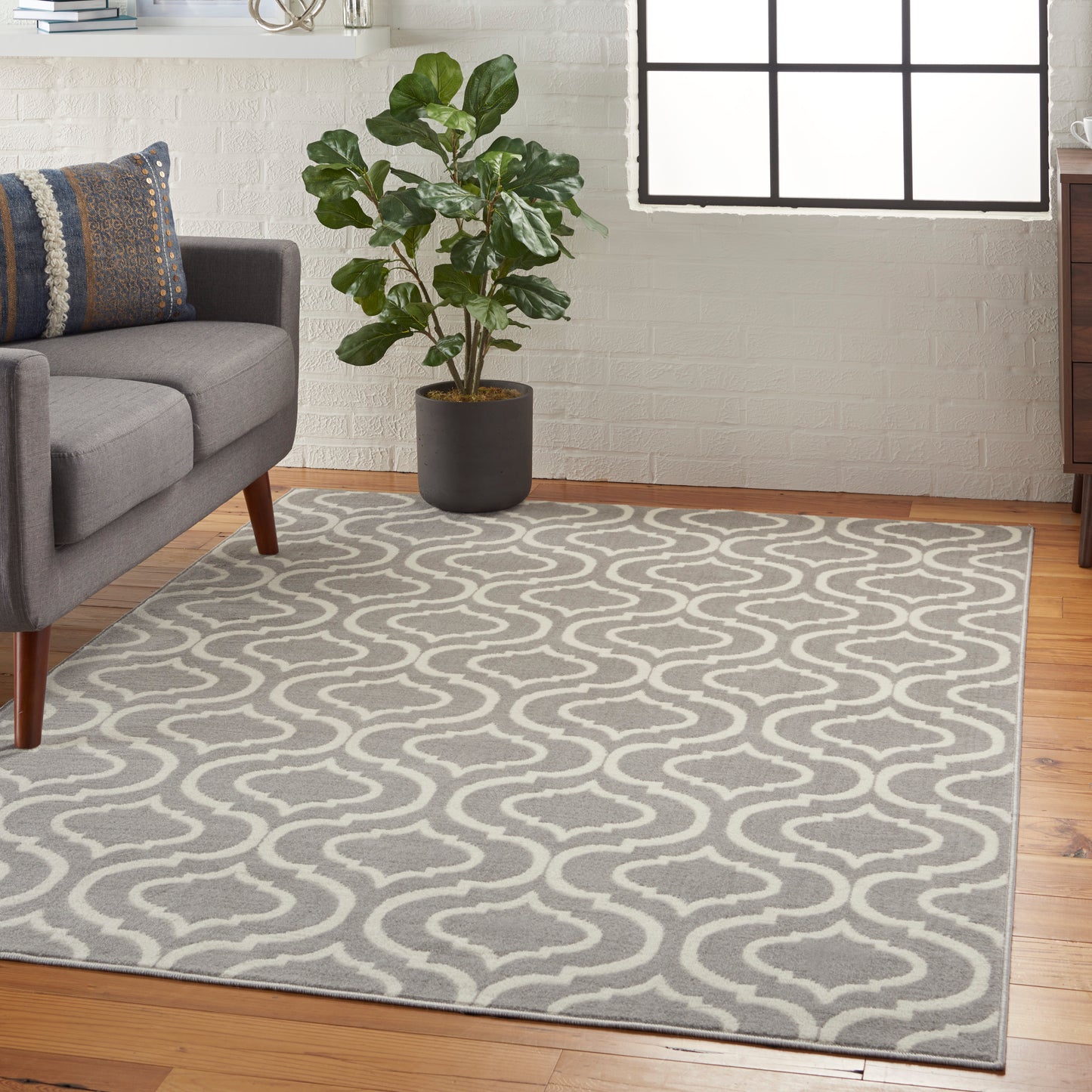 Nourison Jubilant 4' x 6' Grey Contemporary Indoor Rug