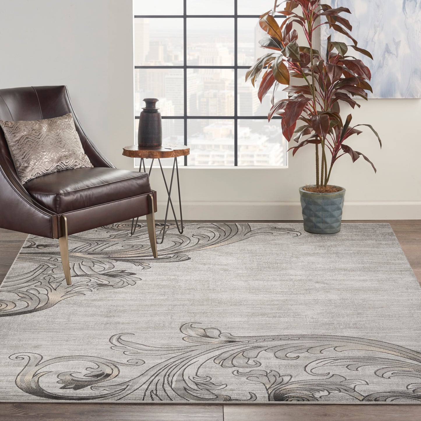 Nourison Maxell 7'10" x 10'6" Graphite Contemporary Indoor Rug